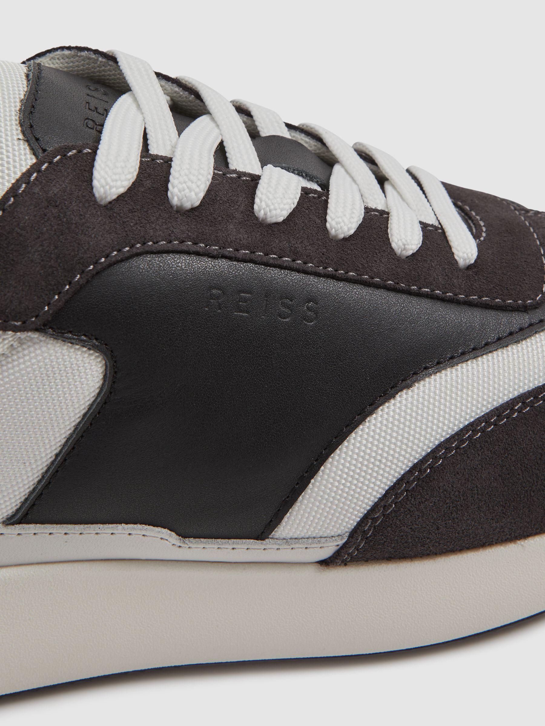 Leather Suede Running Trainers in Charcoal Product Image