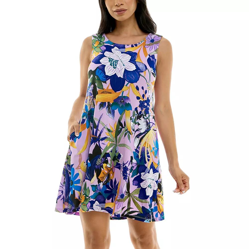 Women's Nina Leonard Puff Print Pocket Trapeze Dress,  Product Image