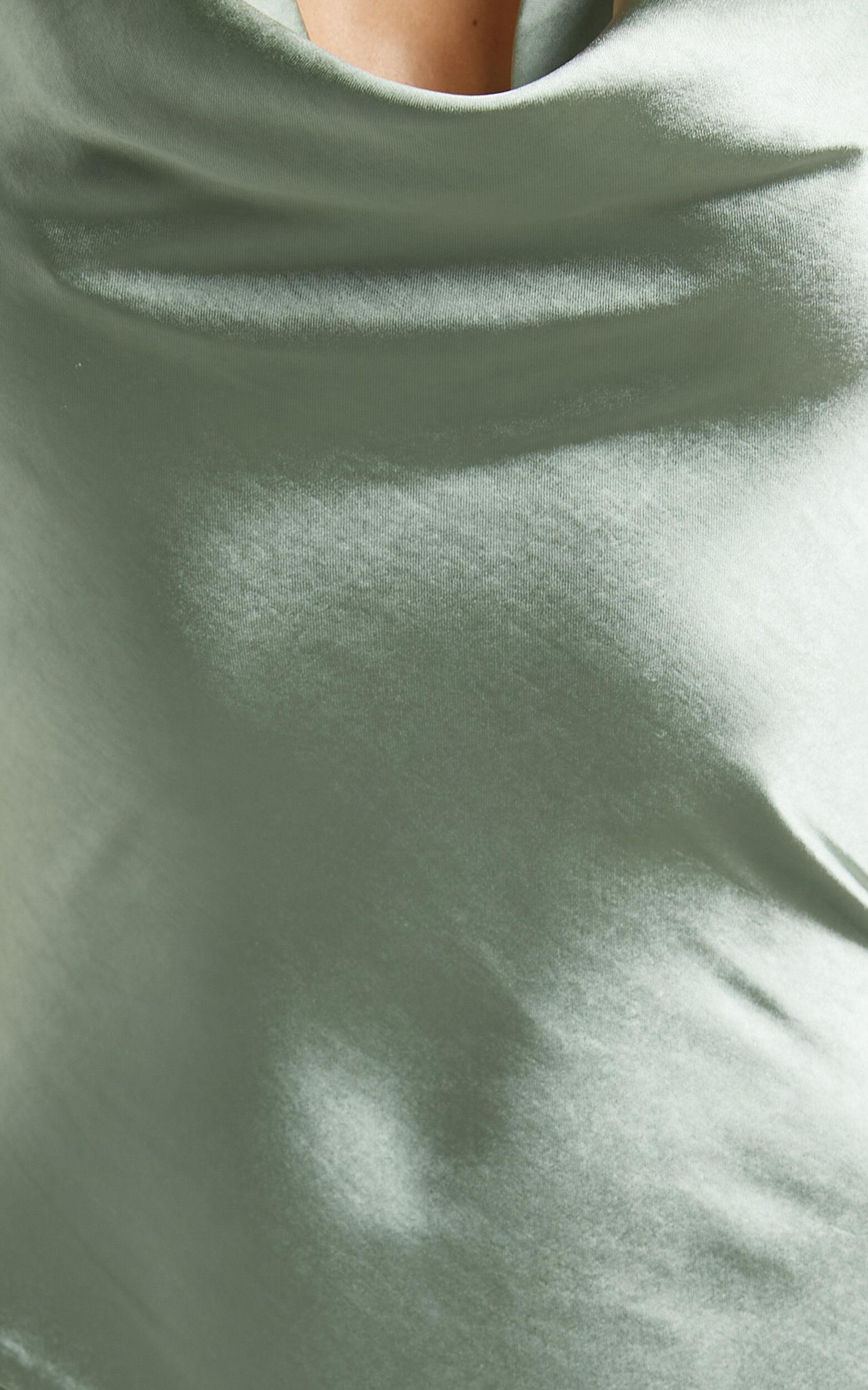 Adilah Maxi Dress - Cowl Neck Satin Dress in Pistachio Product Image