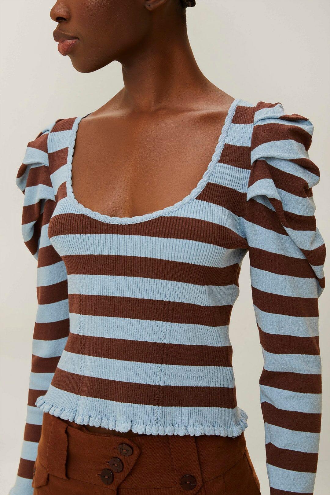 Striped Knit Blouse Product Image