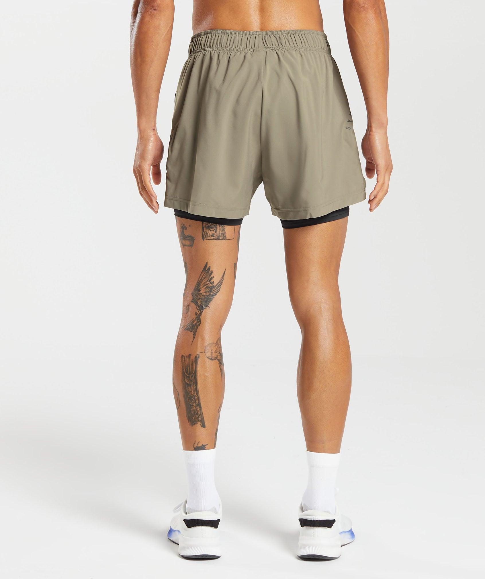 Gymshark Sport 5" 2 in 1 Shorts - Linen Brown/Black Male Product Image