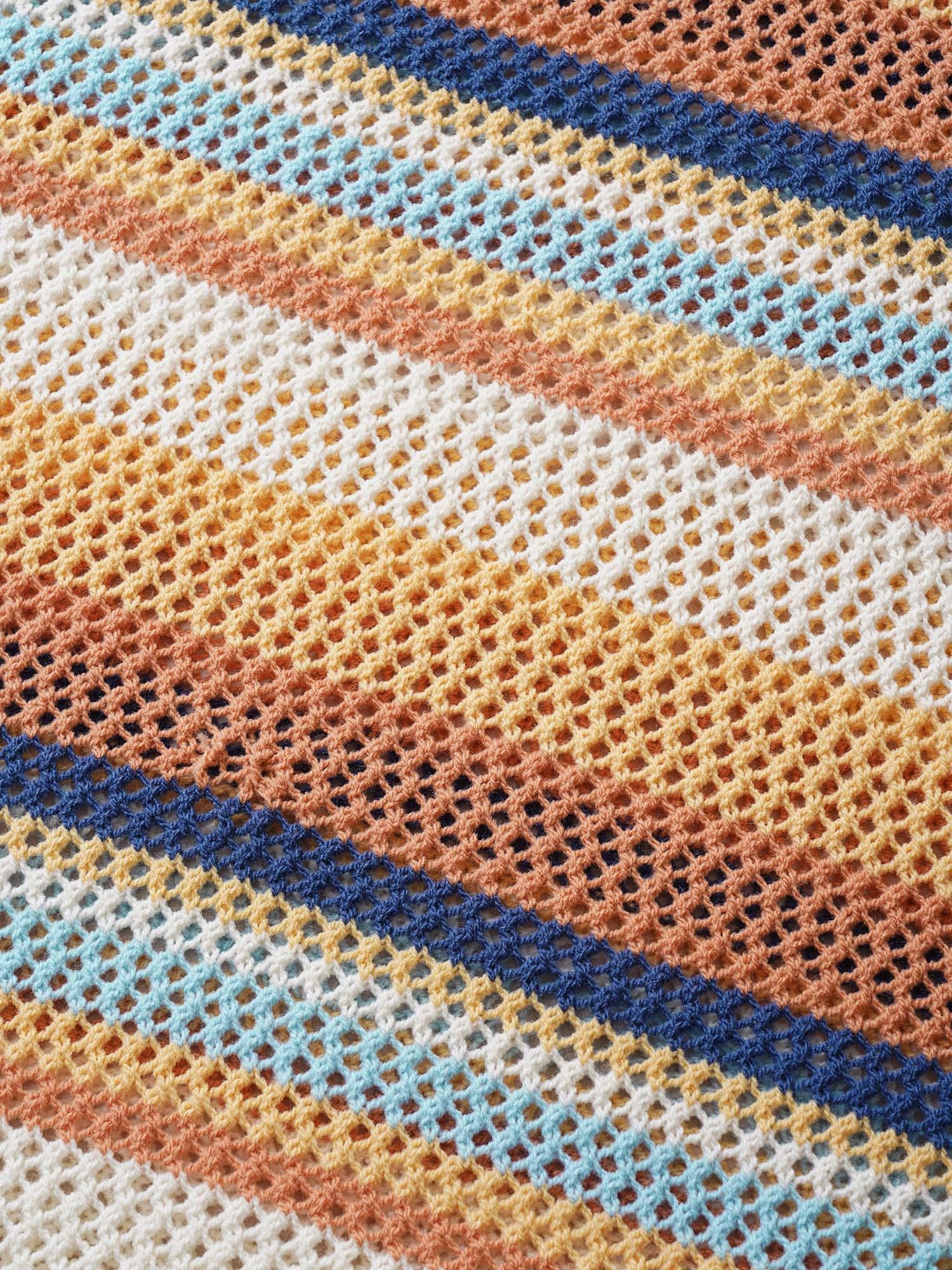 Contrast Striped Crochet Cut Out Swim Cover Up Female Product Image