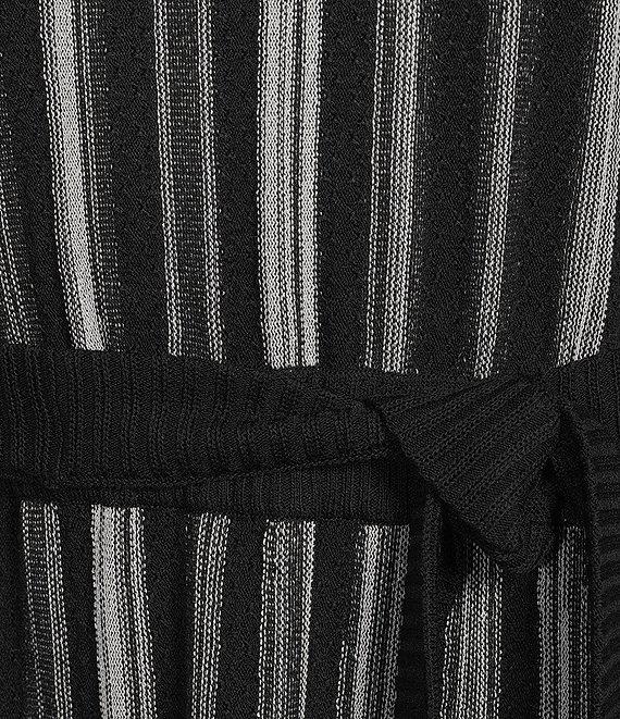 MISOOK Ribbed Knit Crew Neck Sleeveless Belted Midi Dress Product Image