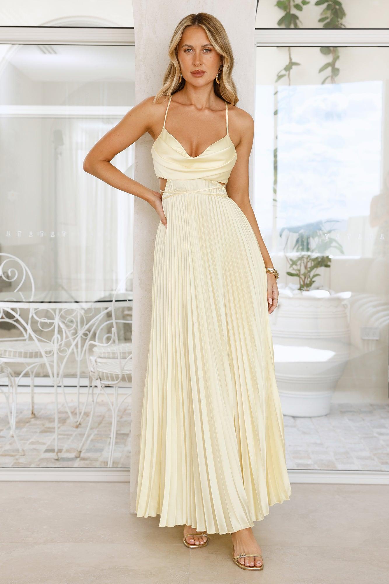In My Prime Satin Maxi Dress Yellow Product Image
