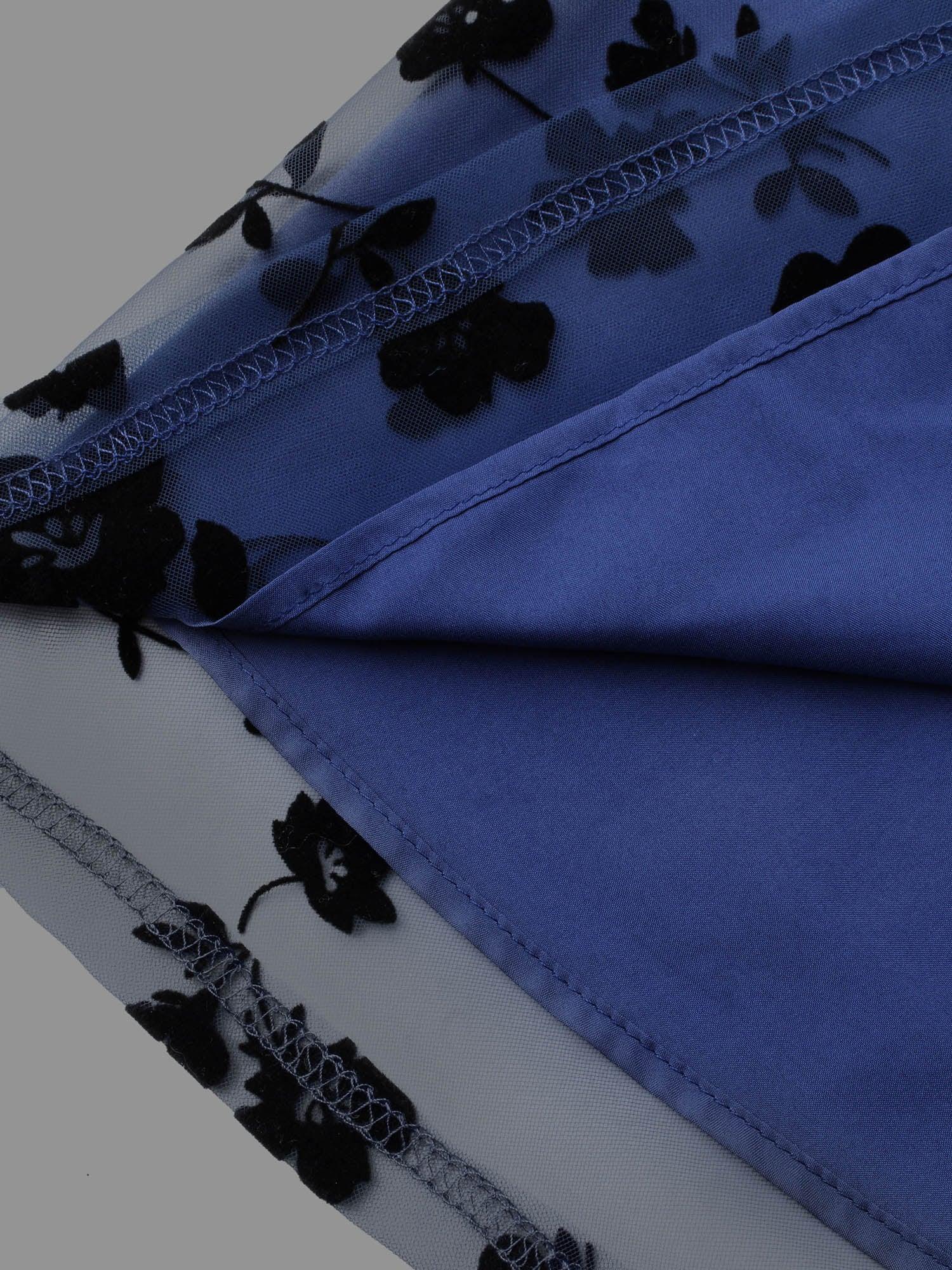 Floral Embroidered Mesh keyhole Dress Female Product Image