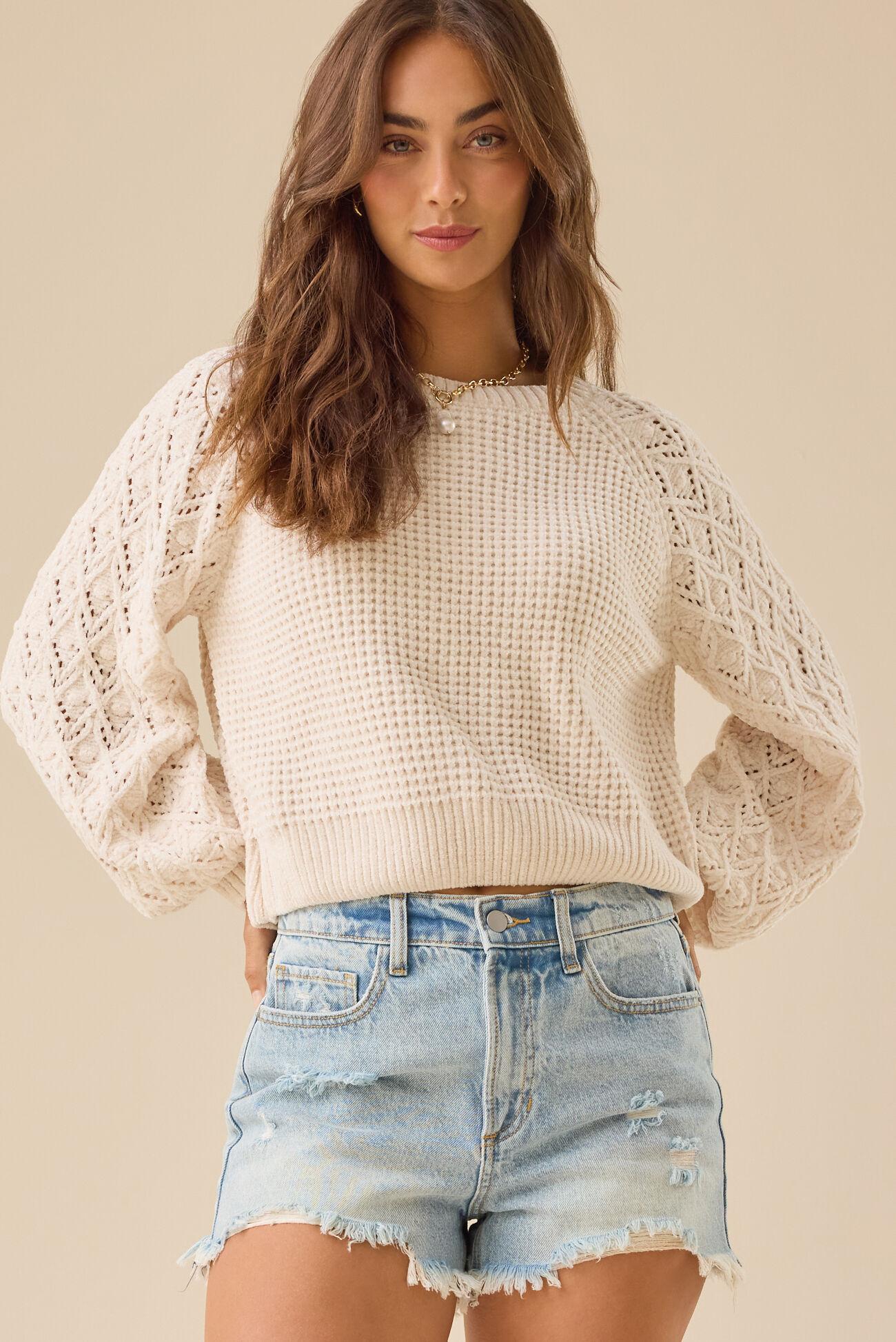 Hailey Chenille Pointelle Sweater Product Image