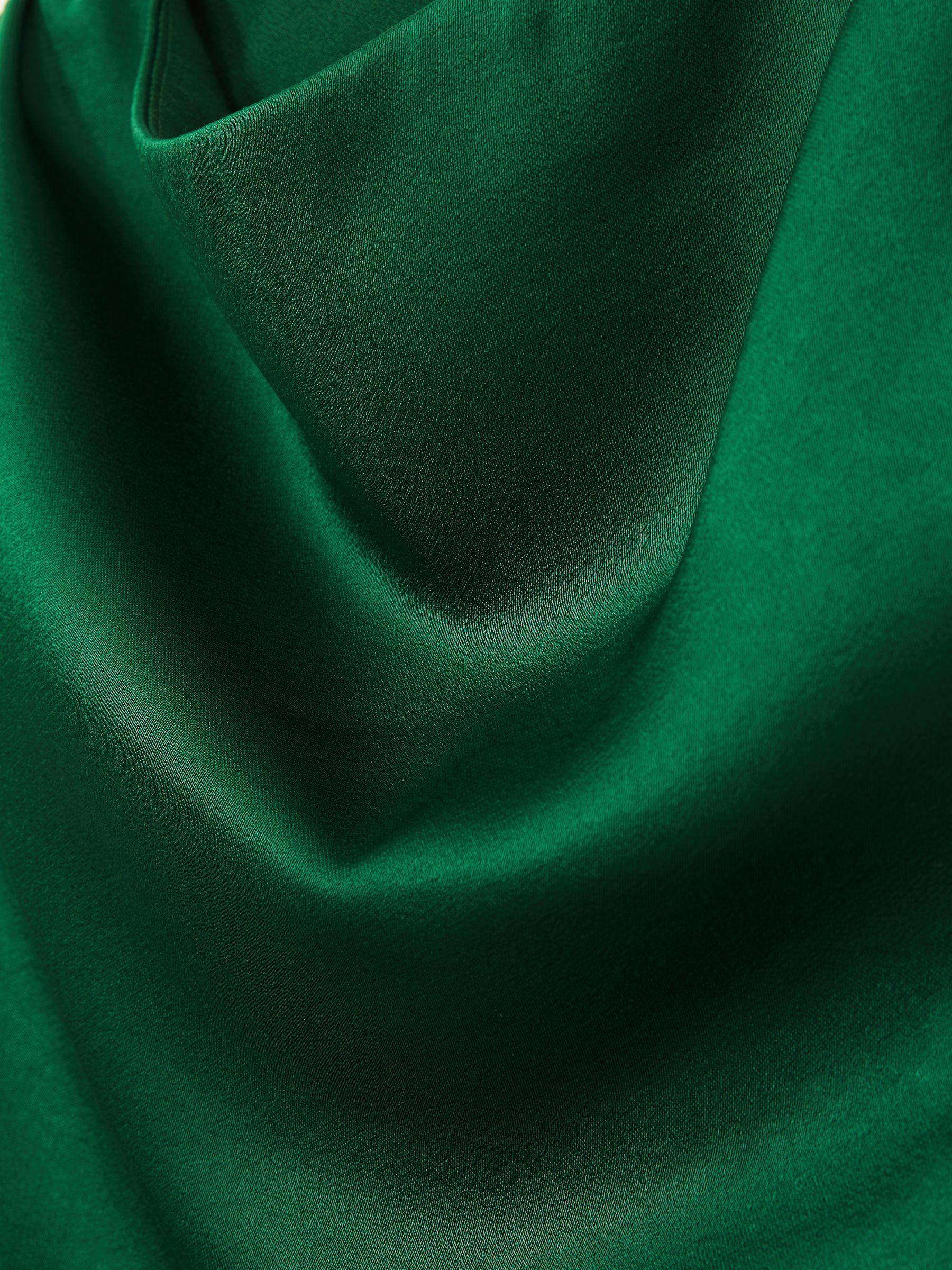 Satin Drape-Neck Layered Dress in Green Product Image