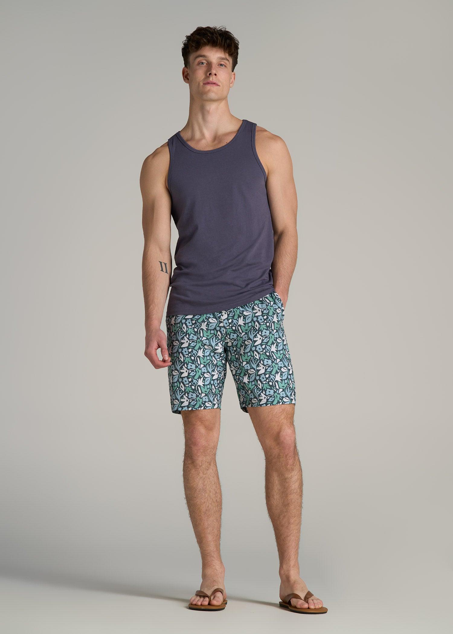 Volley Swim Shorts for Tall Men in Green Floral Male Product Image