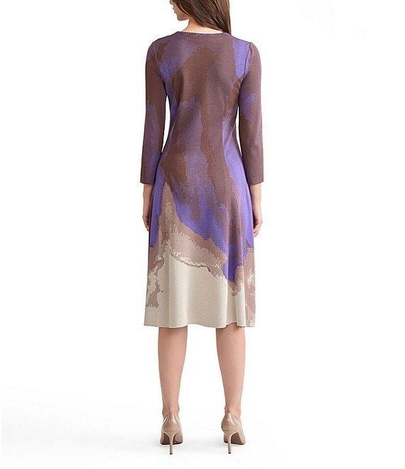 MISOOK Jacquard Split V-Neck Bracelet Sleeve A-Line Dress Product Image