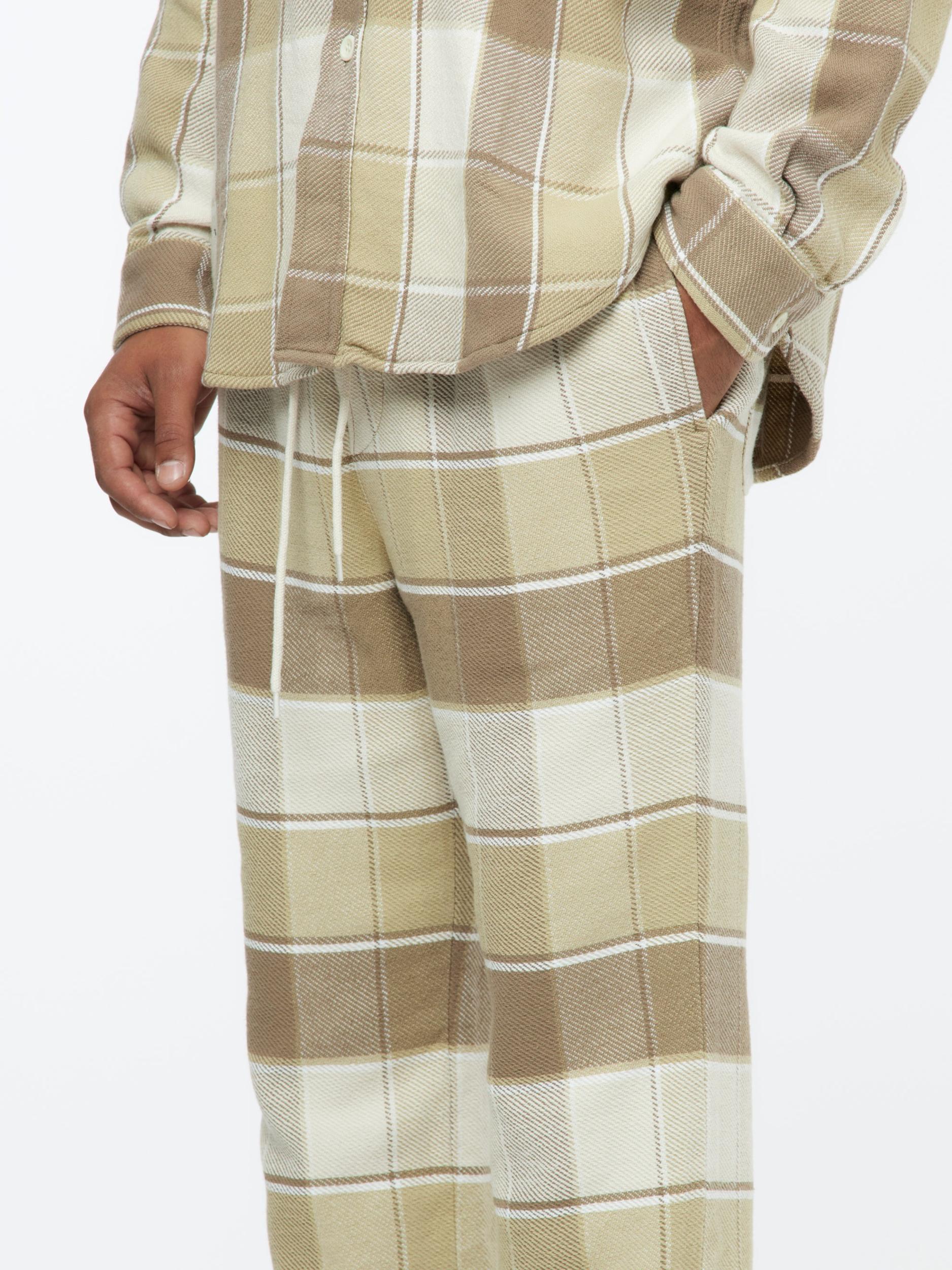 Checkered Pajama Pants (Beige) Product Image