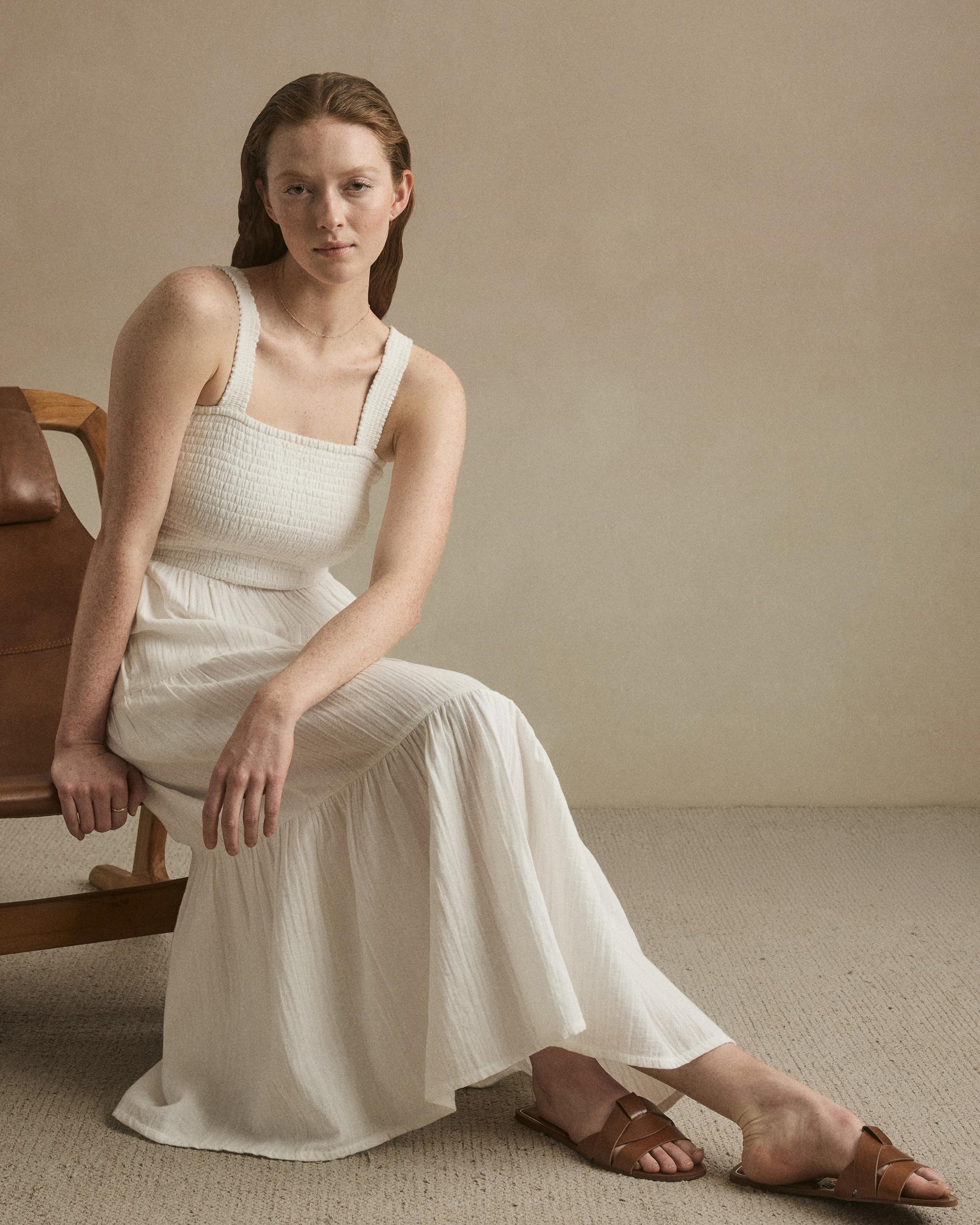 Quince | Women's Gauze Smocked Sleeveless Maxi Dress Organic Cotton Product Image