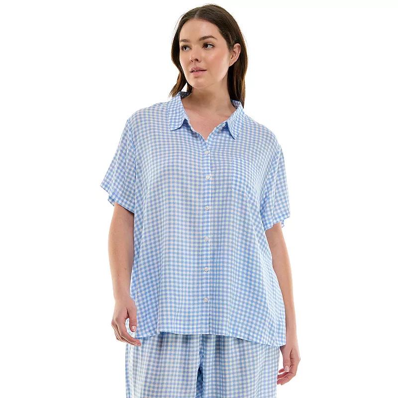 Plus Size Croft & Barrow® Woven Rayon Pajama Top, Women's, Size: 1XL, French Plaid Product Image