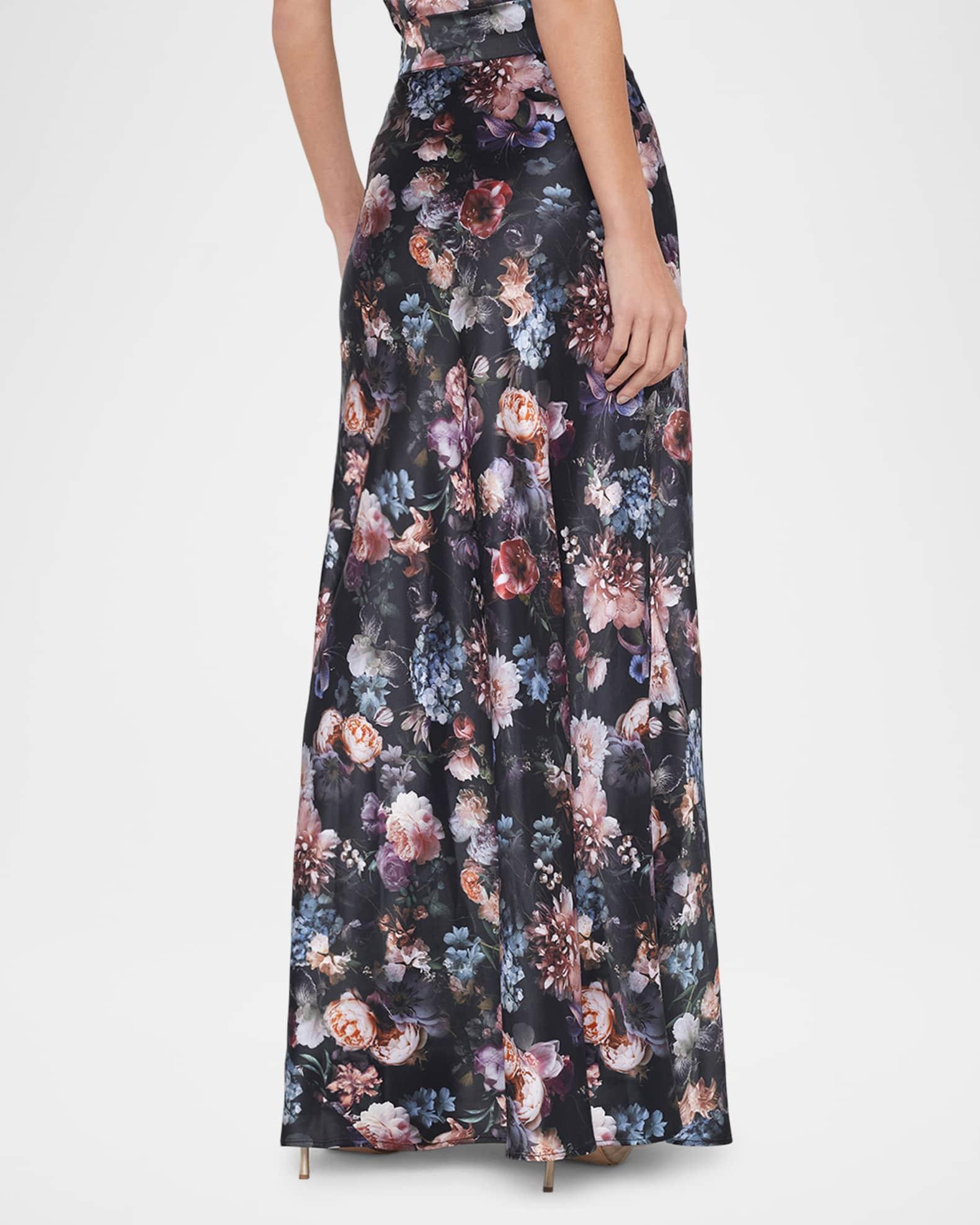 Ryker Bias-Cut Floral Silk Skirt Product Image