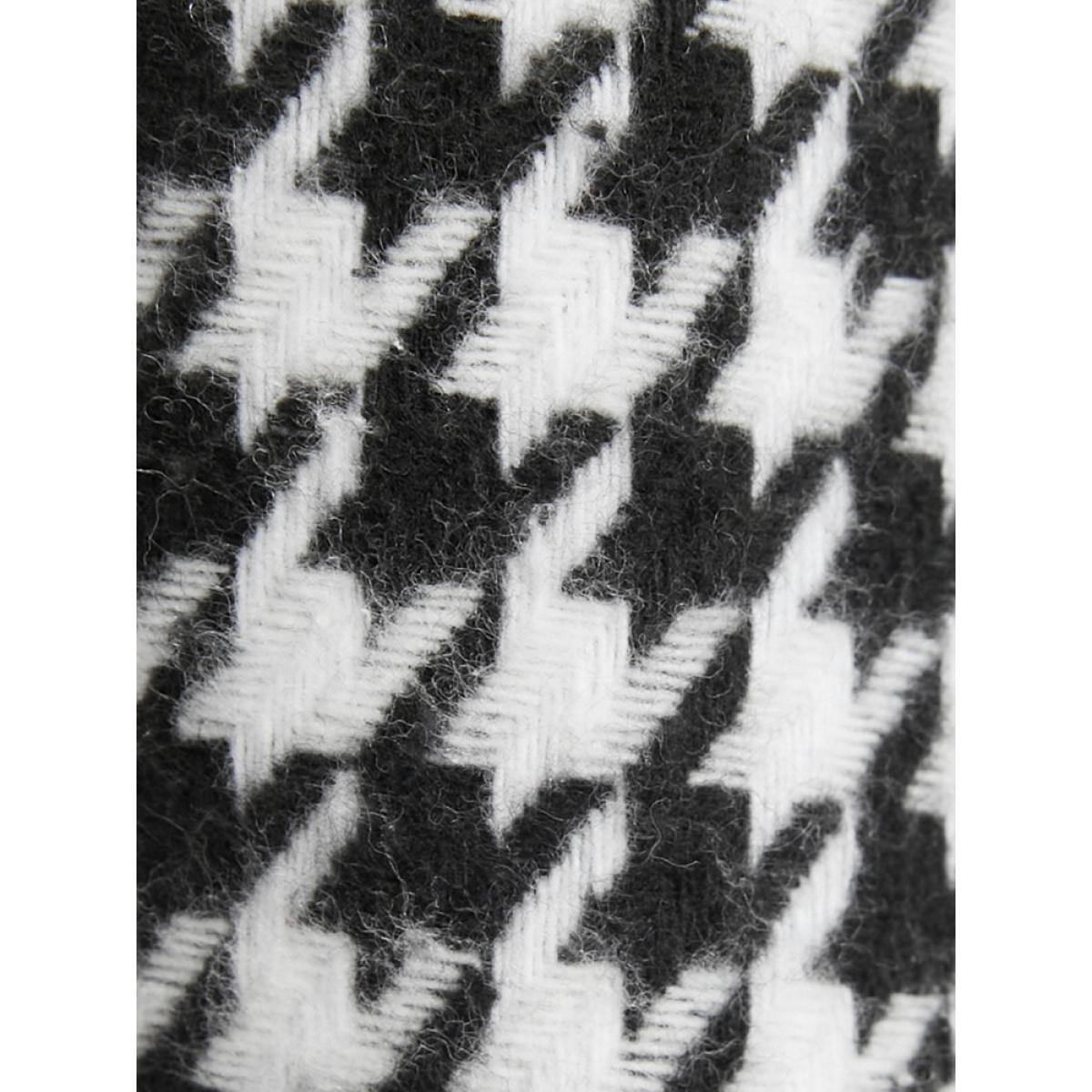 Plus Size Houndstooth Pocket Button Up Coat Women Black Casual Button Ladies Dailywear Winter Coats BloomChic 14-16/1X Product Image