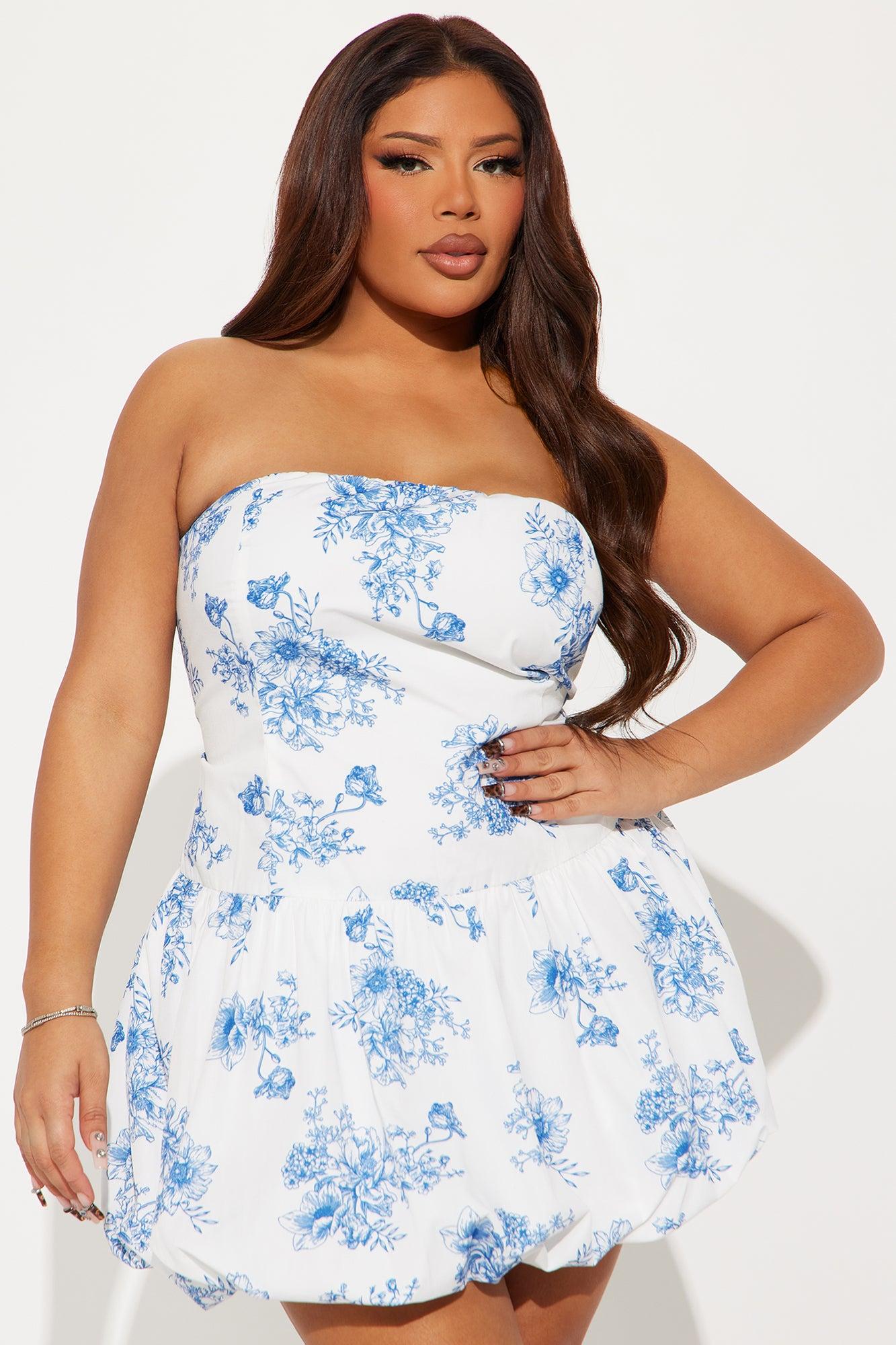 Marianne Floral Mini Dress - Blue/combo Product Image