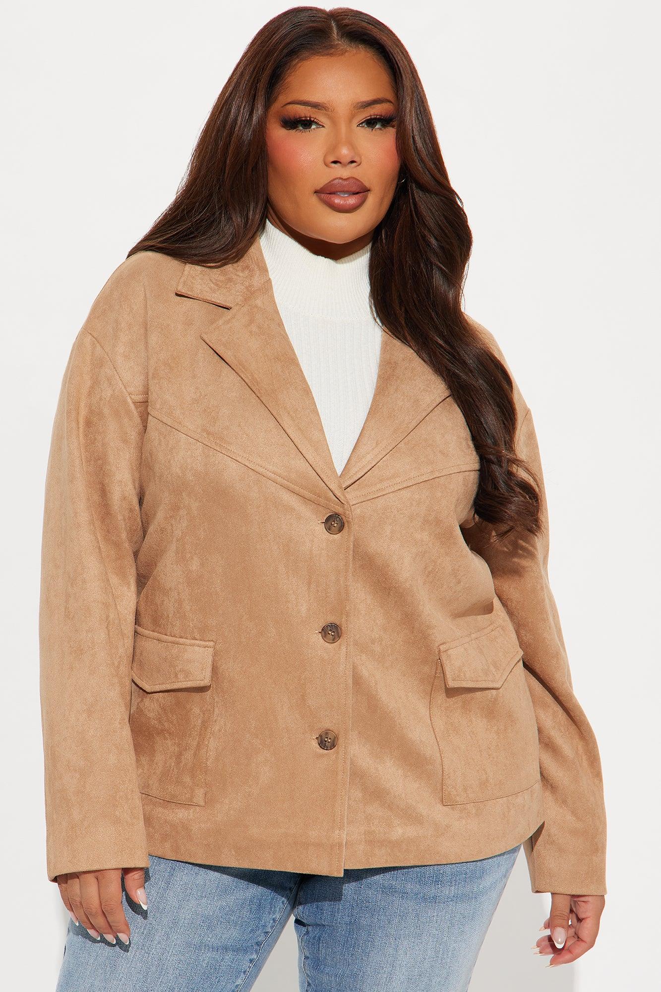 Everyday Casual Faux Suede Shacket - Taupe Female Product Image