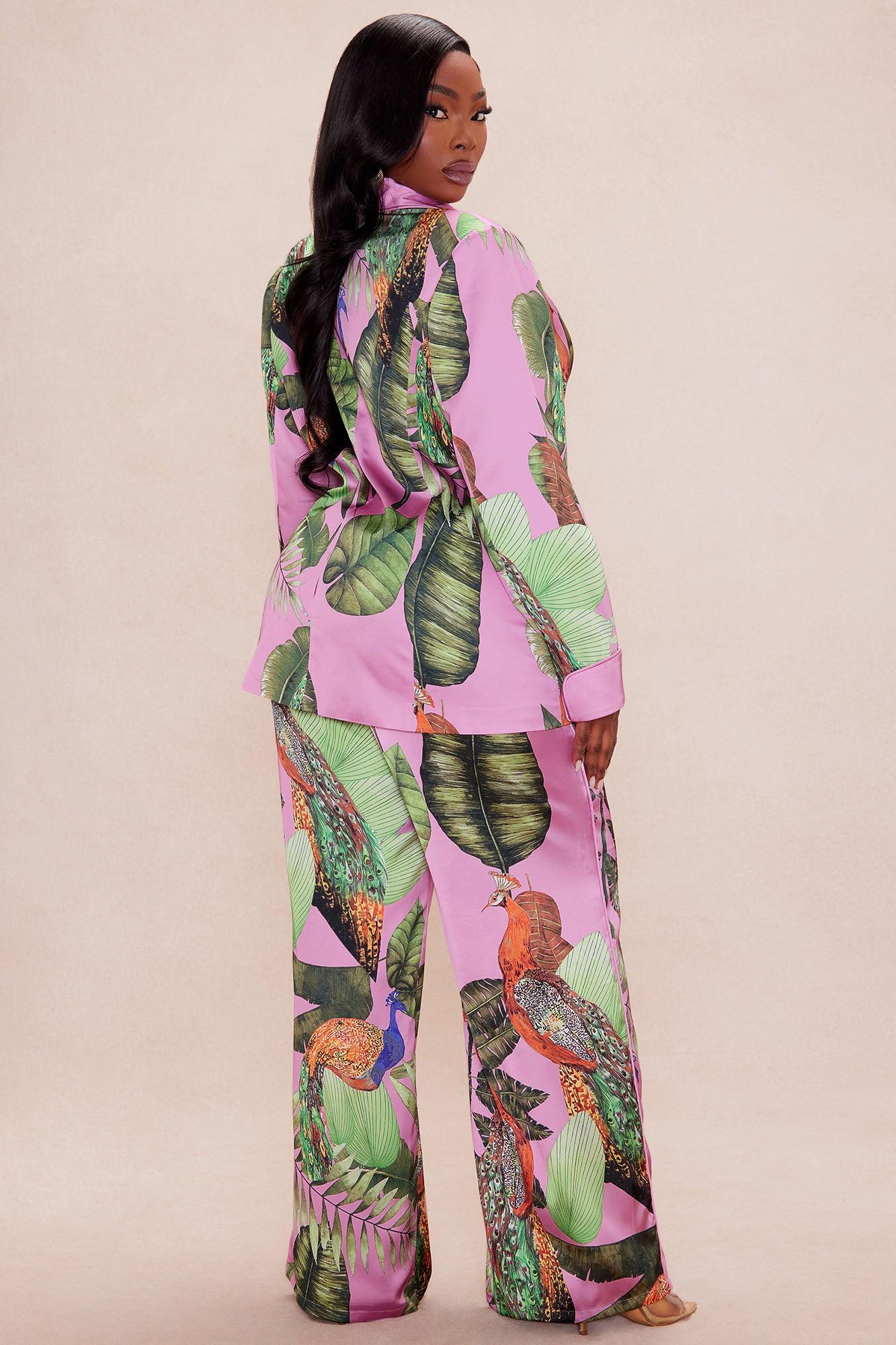 Private Island Satin Suit Set - Pink/combo Female Product Image