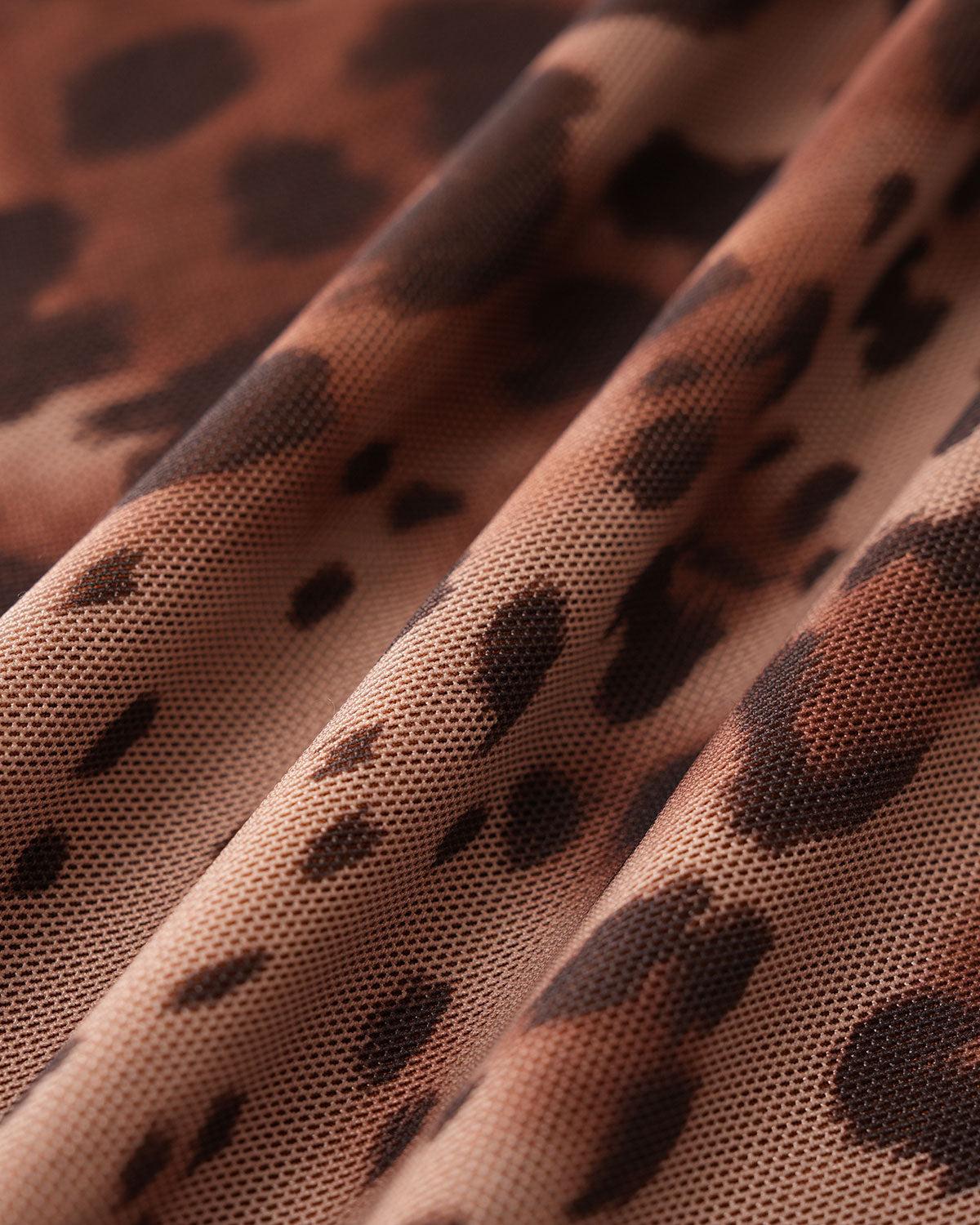 Brown Leopard Print Elastic Waist Mini Skirt Product Image