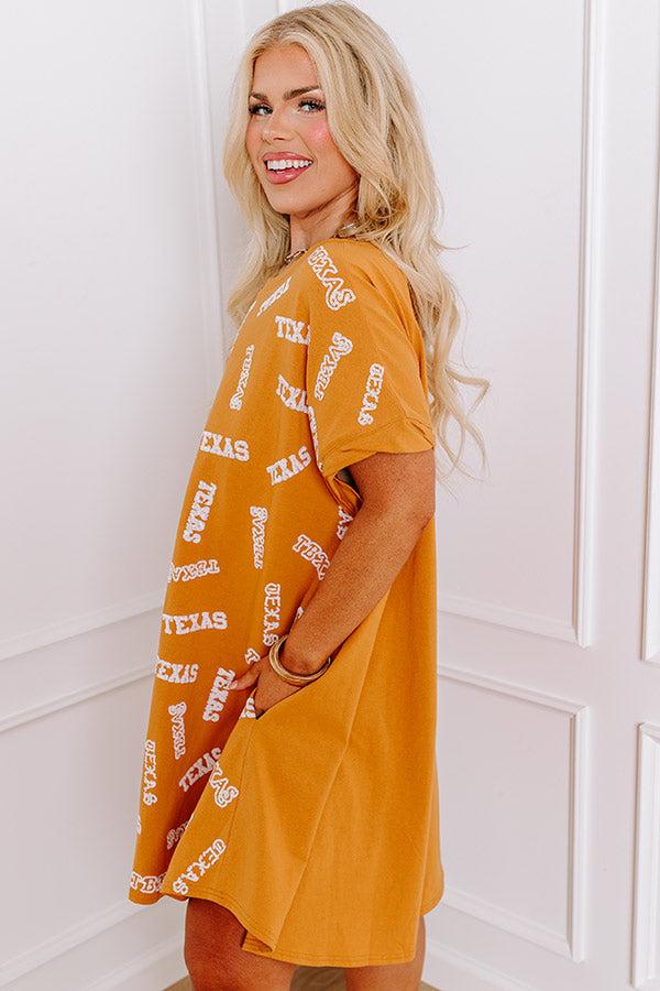 School Spirit Sequin Embroidered Mini Dress in Texas Rust Curves Product Image