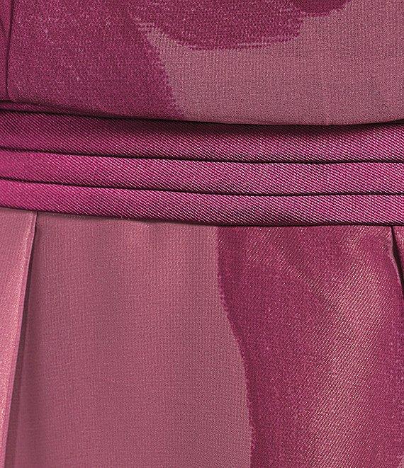 Kay Unger Tess Chiffon Floral Print Crew Neck Sleeveless Pleated Waistband Blouson Gown Product Image