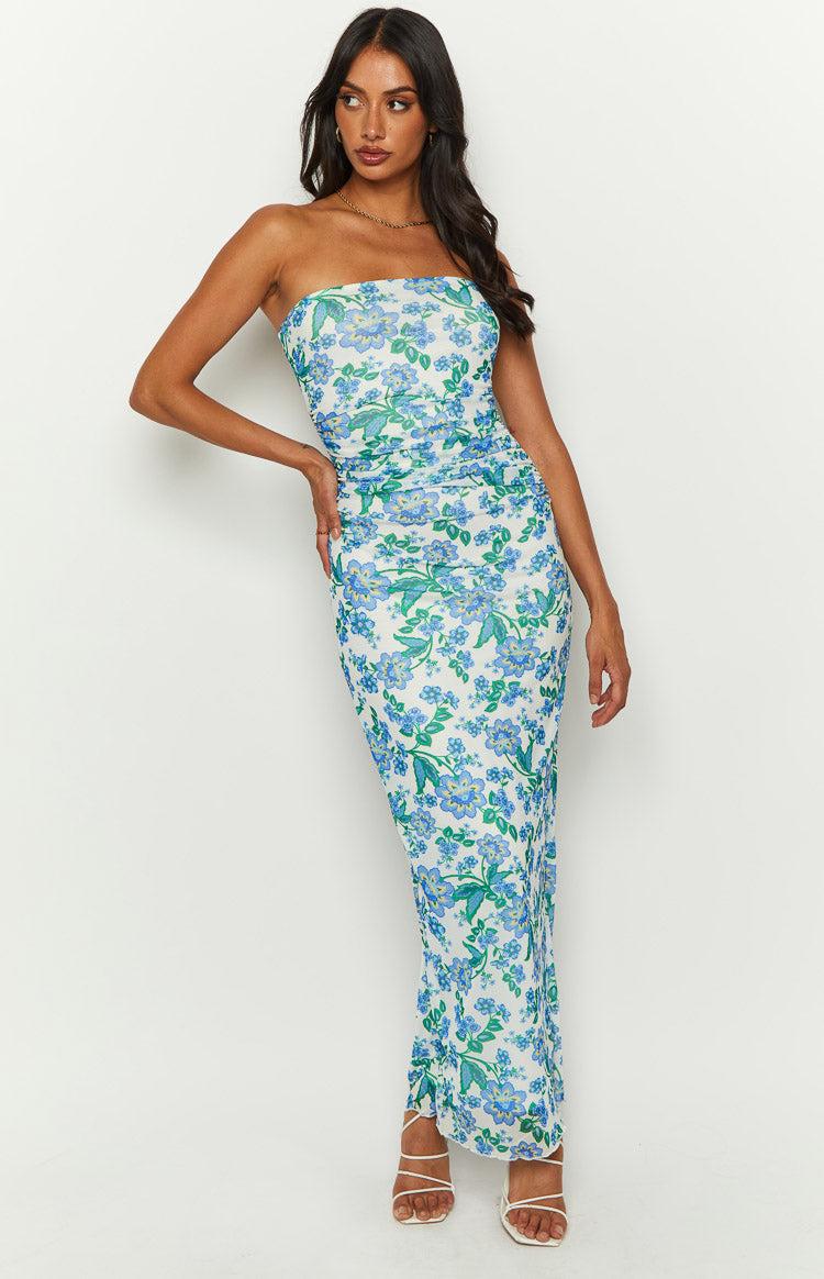 Imogen Blue Floral Strapless Maxi Dress Baby Product Image