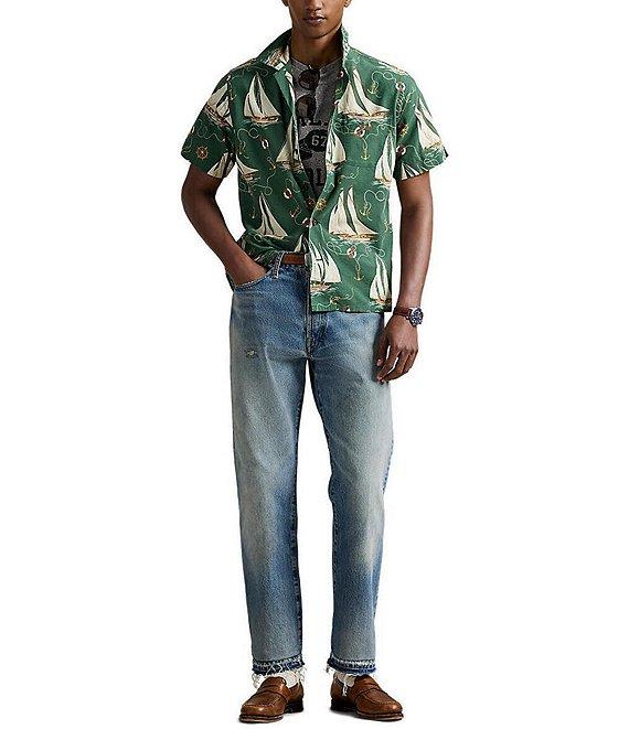 Polo Ralph Lauren Classic Fit Sailboat Oxford Short Sleeve Woven Camp Shirt Product Image