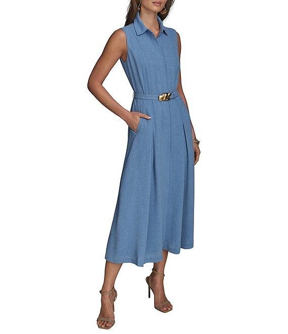 Donna Karan Button Front A-Line Midi Dress Product Image