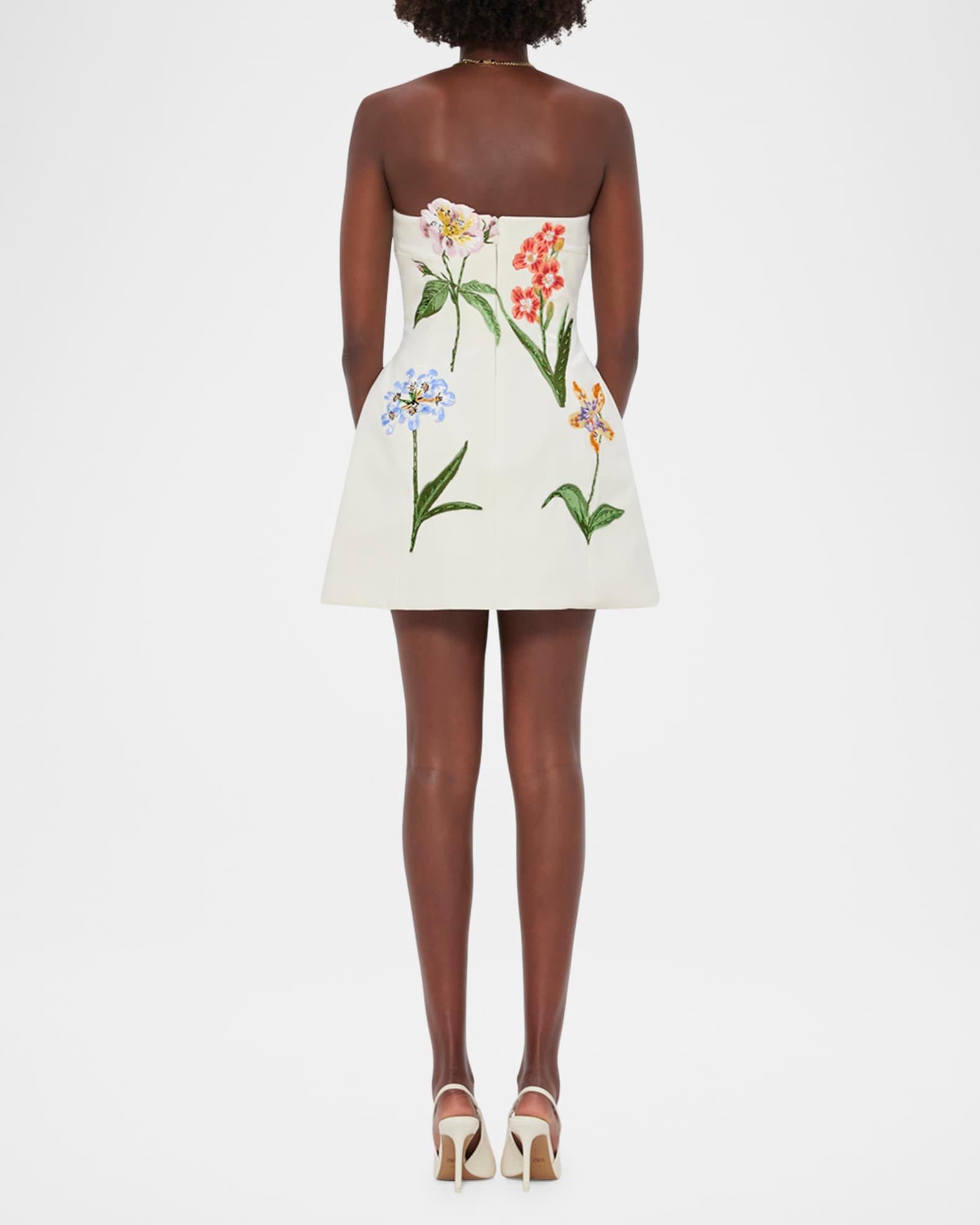 Rosario Beaded Floral Applique Velvet Mini Dress Product Image