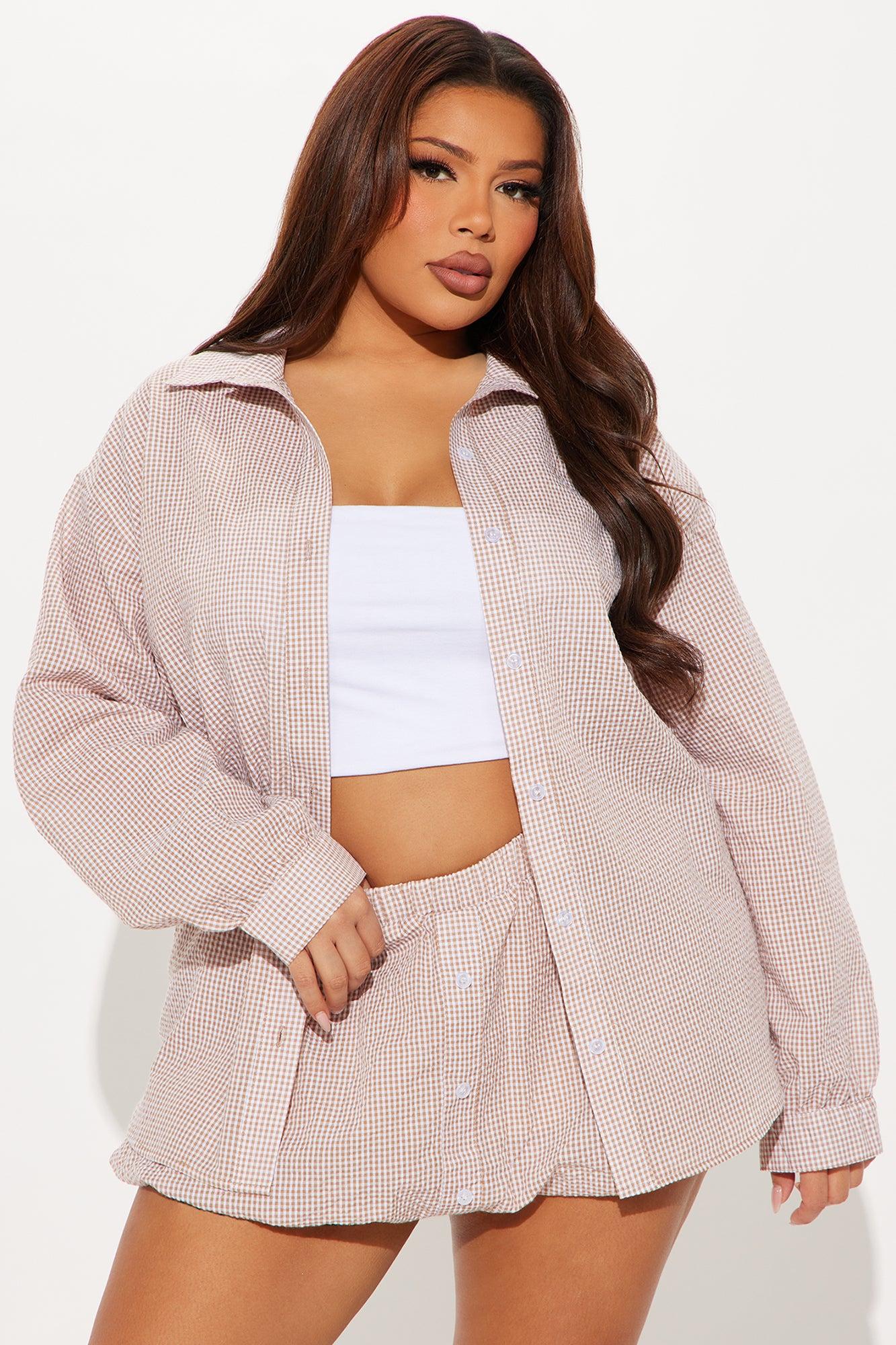 Lover Era Bubble Hem Skirt Set - Taupe/combo Product Image