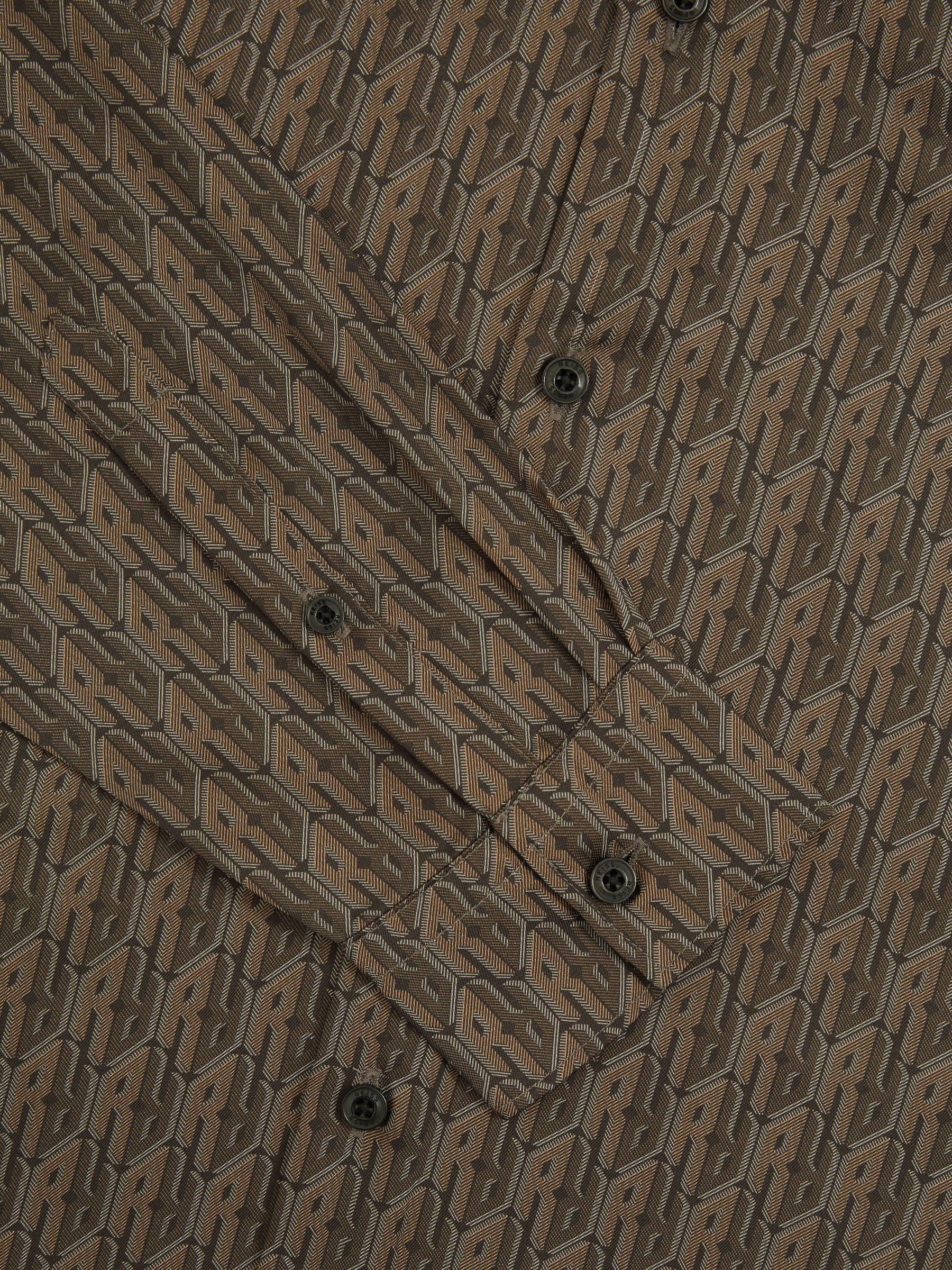 Monogram-Print Twill Shirt in Dark Brown Product Image