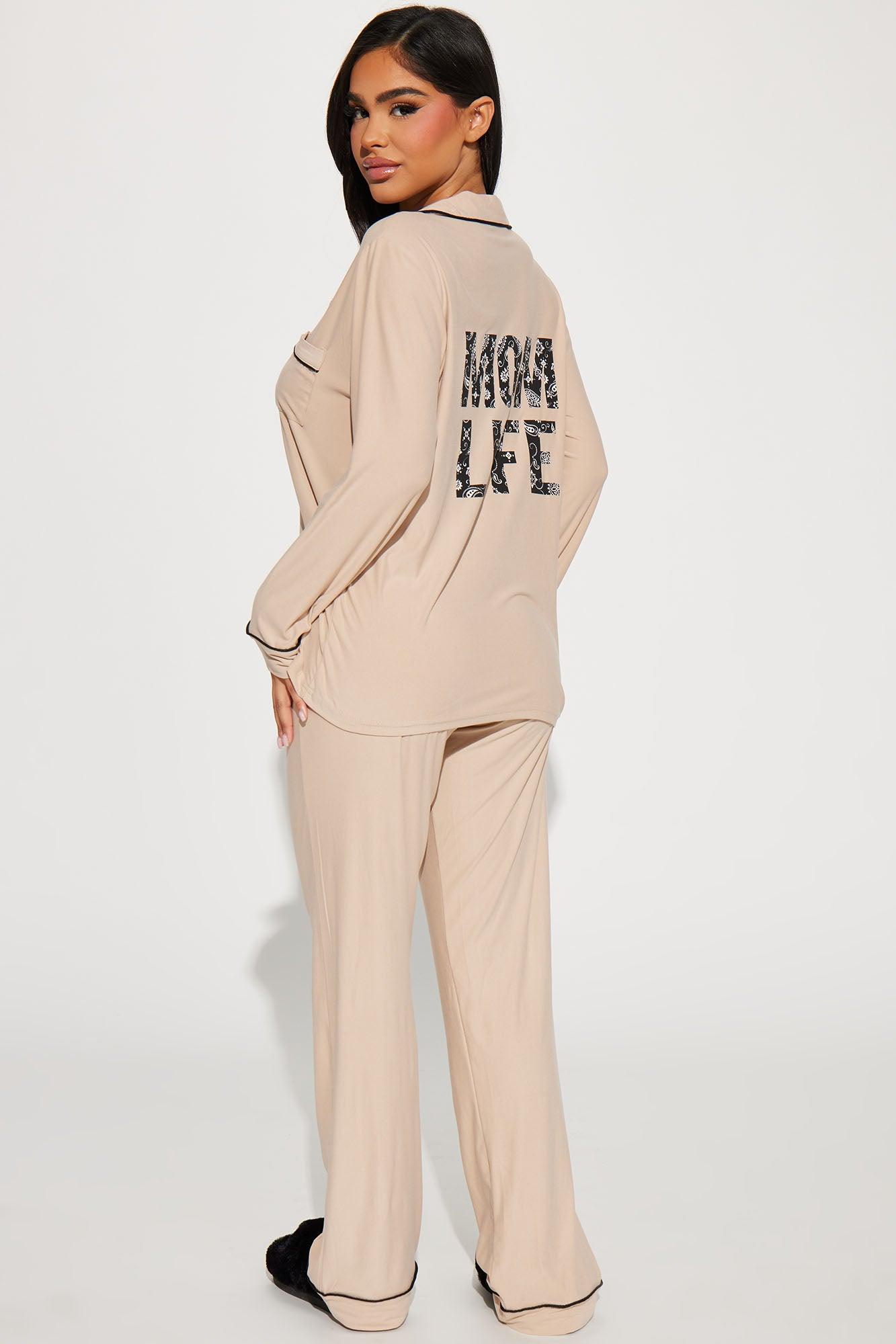 Mom Life PJ Pant Set - Tan Product Image