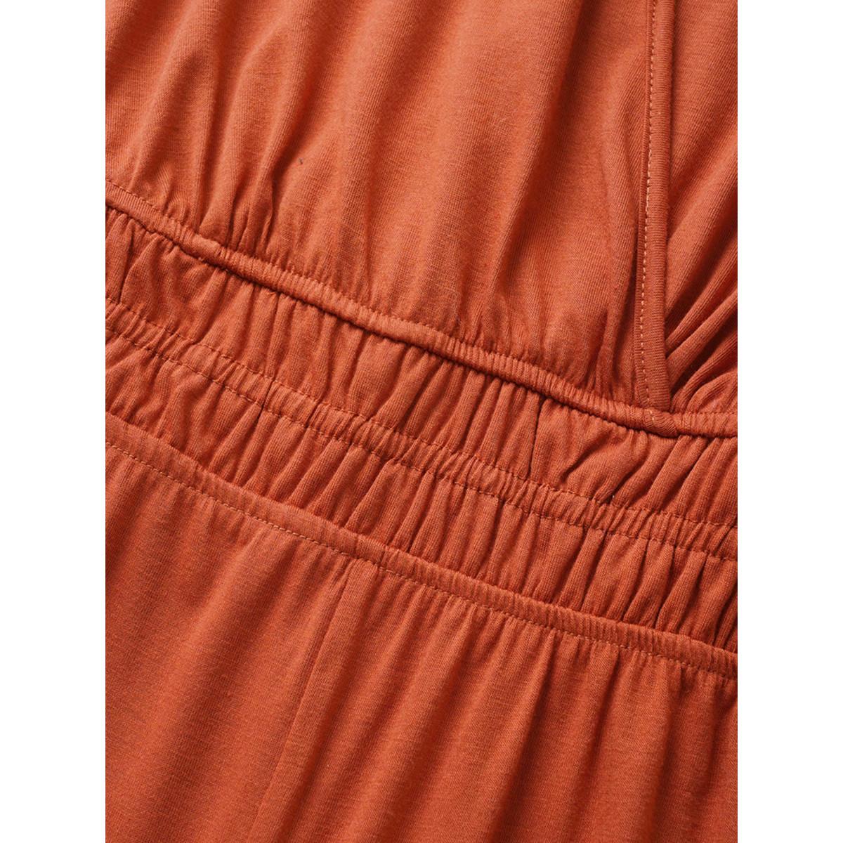 Plus Size OrangeRed Supersoft Essentials Wrap Patched Pocket Tank Jumpsuit Women Casual Sleeveless Overlap Collar Everyday Loose Jumpsuits BloomChic 10/M Product Image