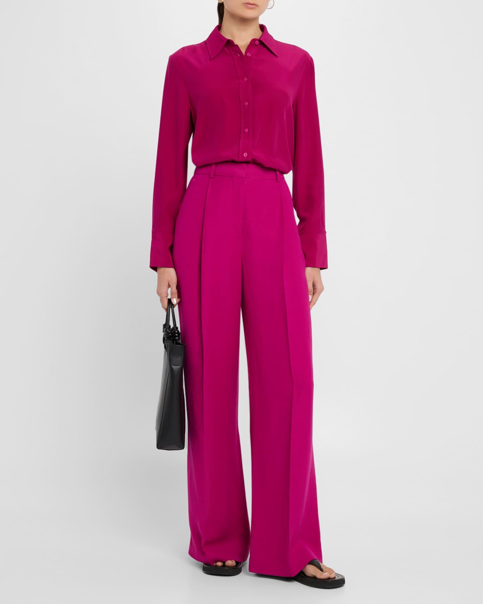 Pleated High-Rise Twill Trousers Product Image