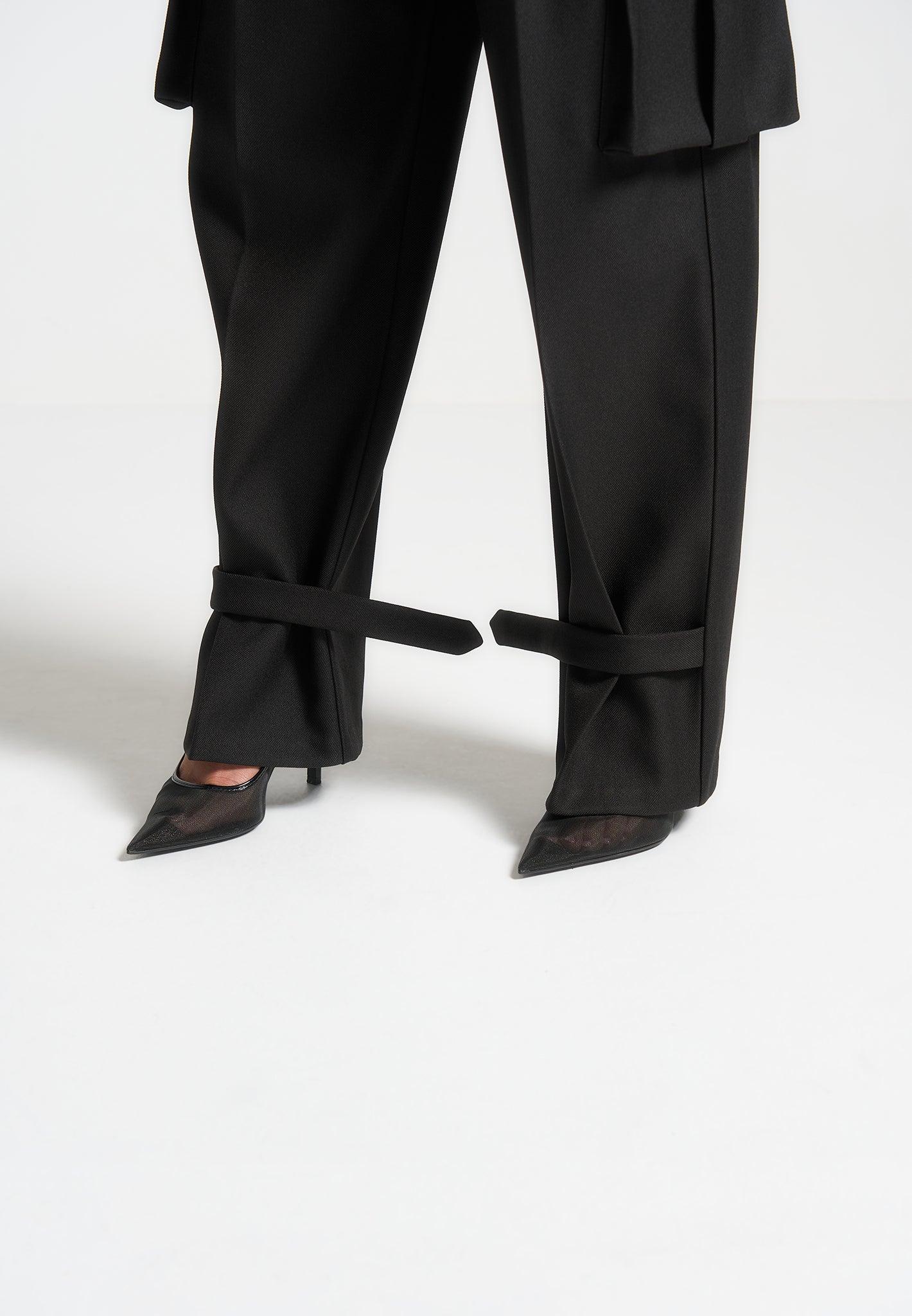 Danielle - Tailored Pleated Cargo Trousers - Black Female Product Image