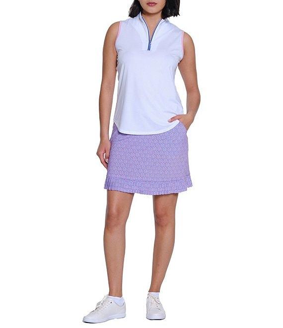 Sport Haley Gabby Mock Neck Sleeveless Contrast Trim Quarter-Zip Polo Product Image