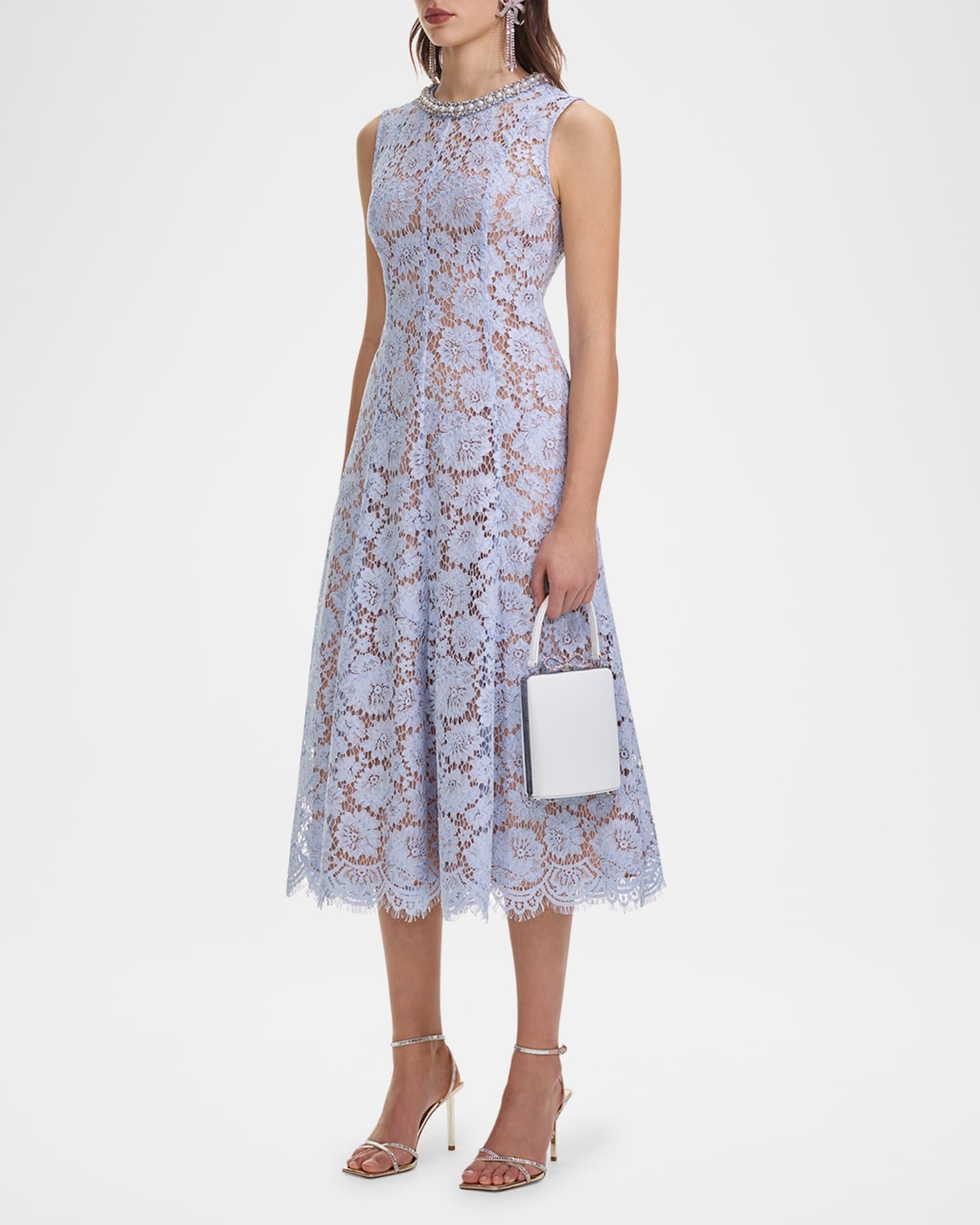 Embellished Fine Lace Midi Dress Product Image