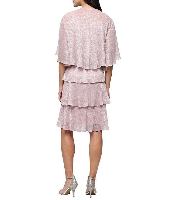 Ignite Evenings Petite Size Short Sleeve Embellished Crew Neck 2-Piece Jacket Dress Product Image