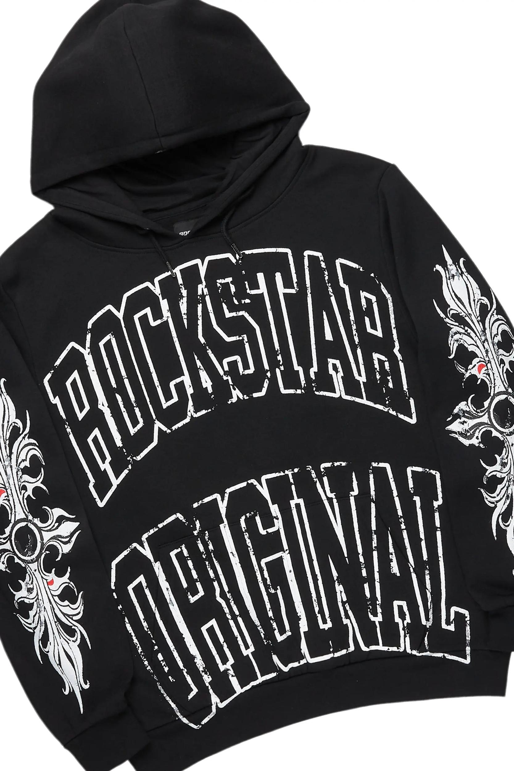 Akio Black Hoodie/Baggy Track Pant Set Male Product Image