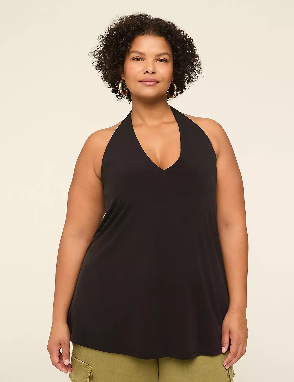 Halter Tie-Neck Top With Interior Shelf Bra Product Image