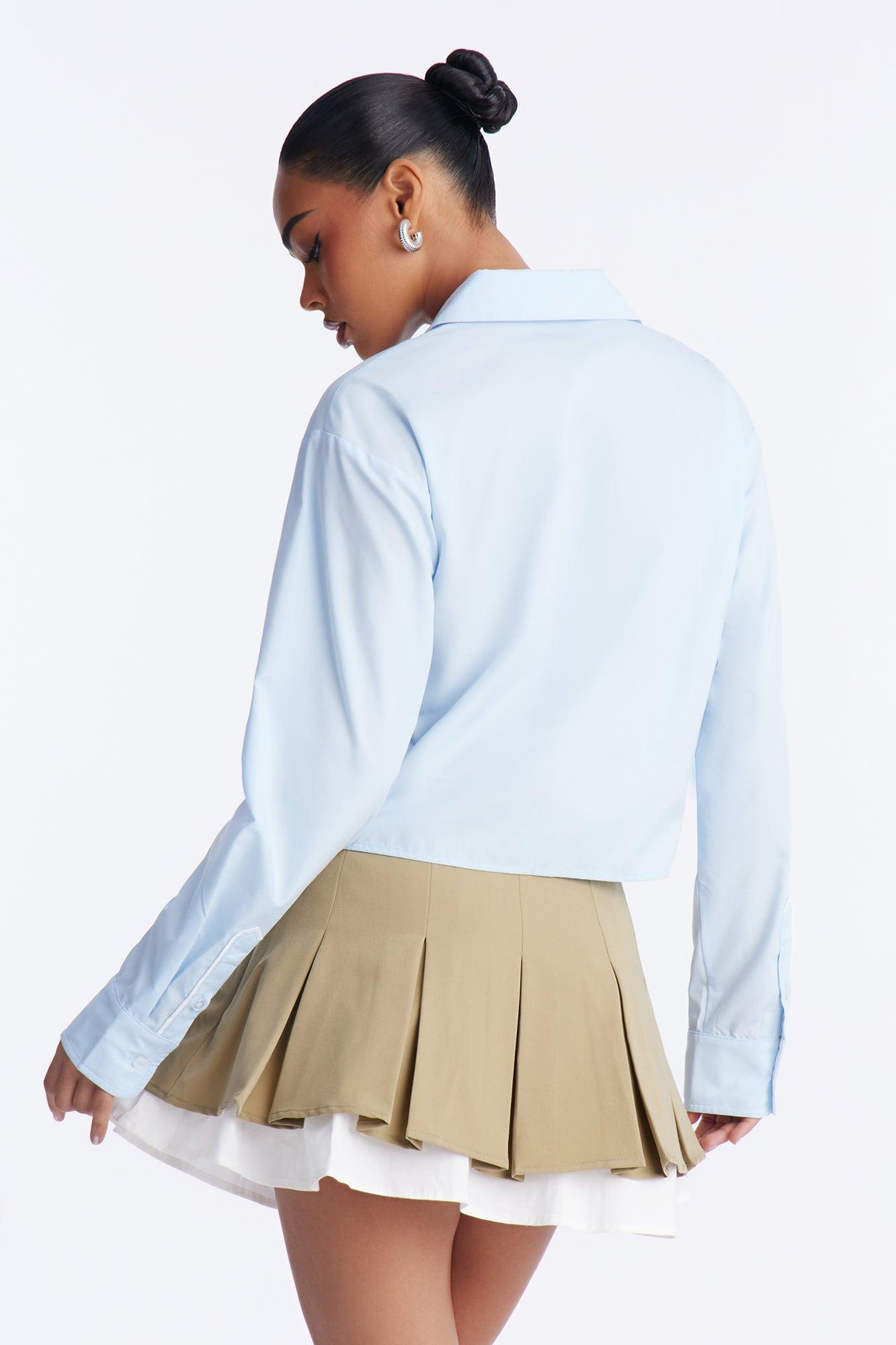 Just A Little Office Glam Poplin Shirt - Light Blue Female Product Image