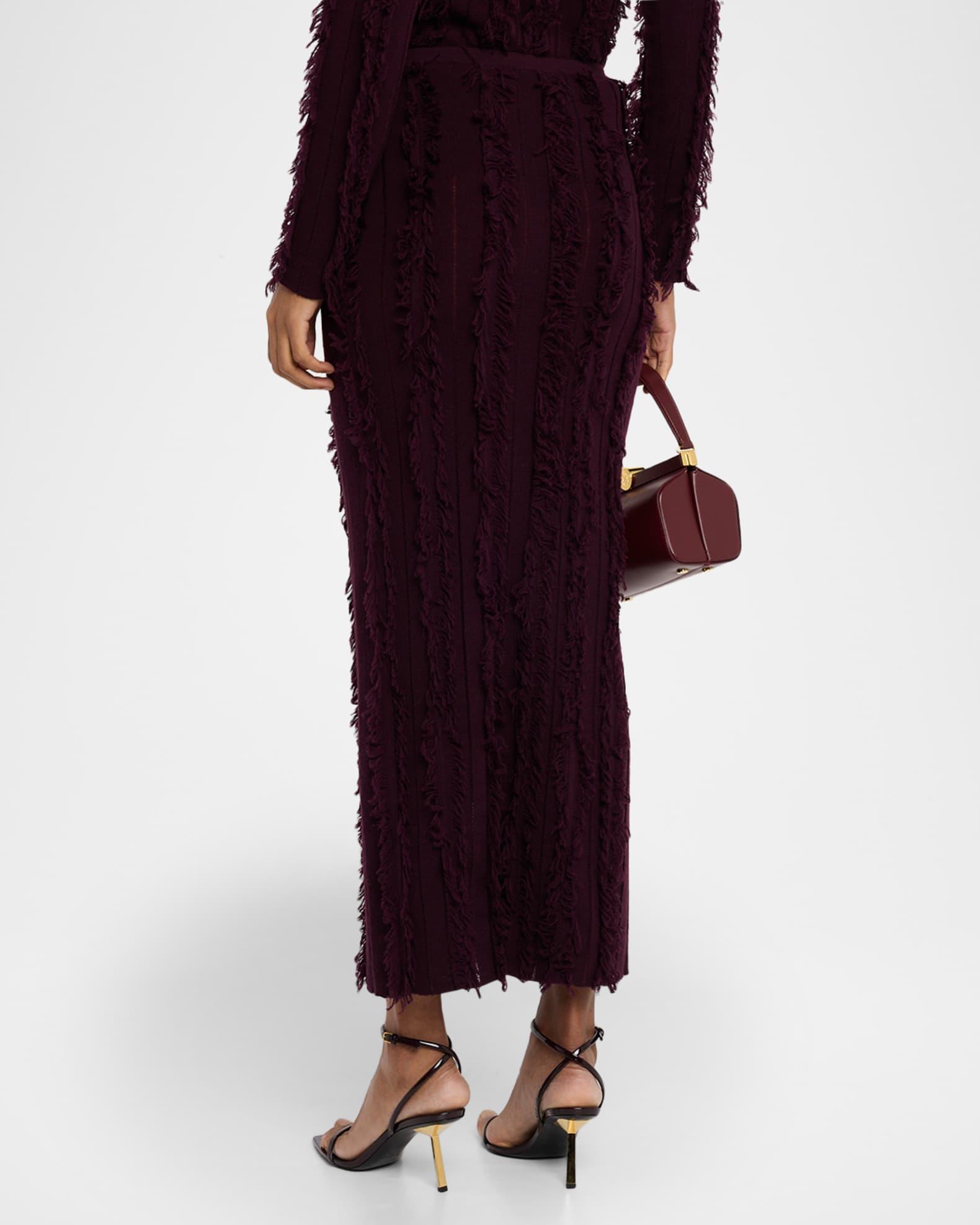 Evangeline Fringed Knit Maxi Pencil Skirt Product Image