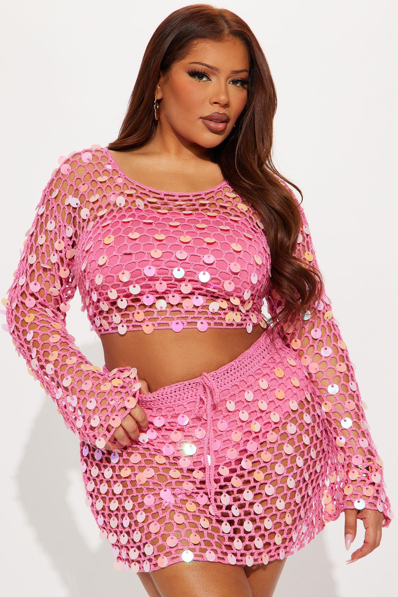 Costa Verde Crochet Skirt Set - Pink Female Product Image