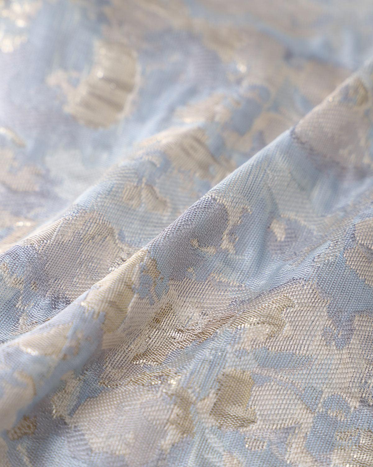 Blue Floral Textured A-Line Mini Skirt Product Image