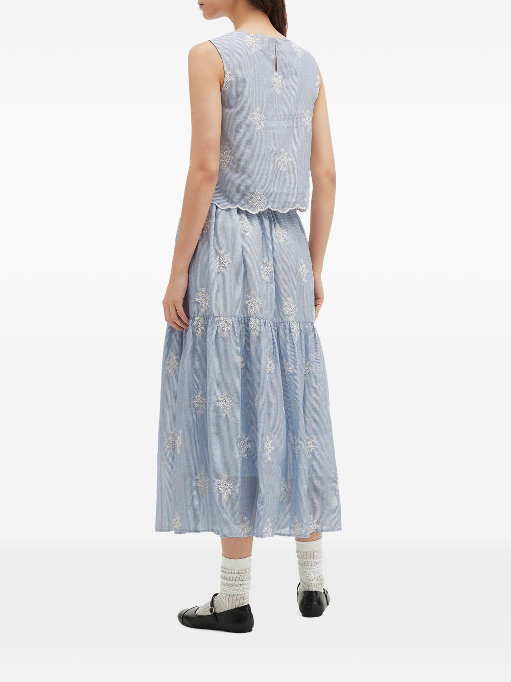 embroidered crop top and tiered maxi skirt Product Image