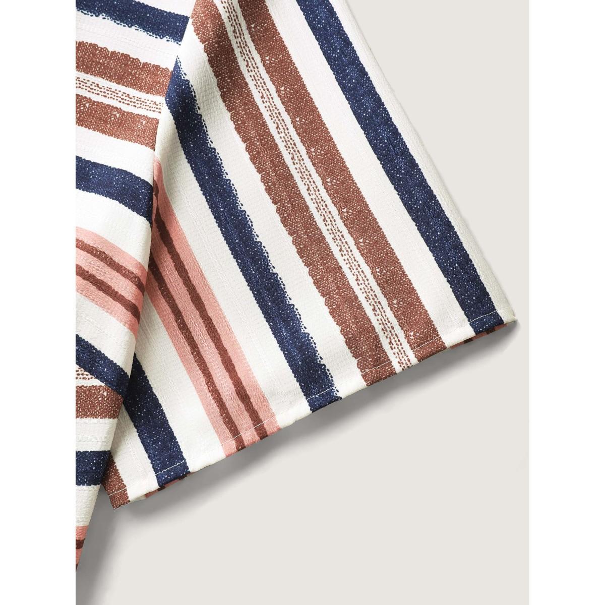 Plus Size Asymmetrical Stripes V-Neck Tiered Midi Dress Crepe Women Non V-neck Short sleeve Curvy BloomChic 30/6X Product Image