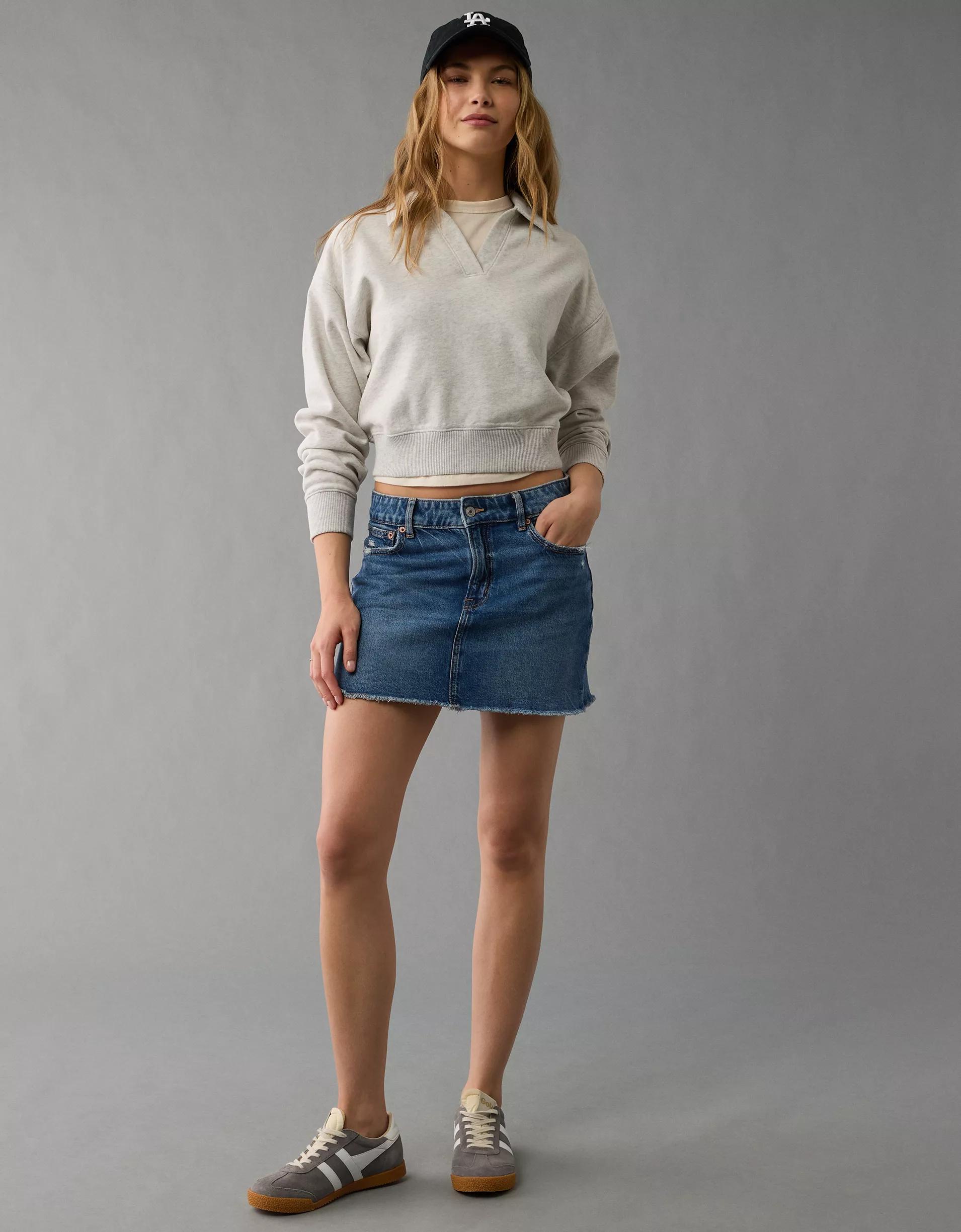AE Stretch High-Waisted Perfect Denim Mini Skirt Product Image