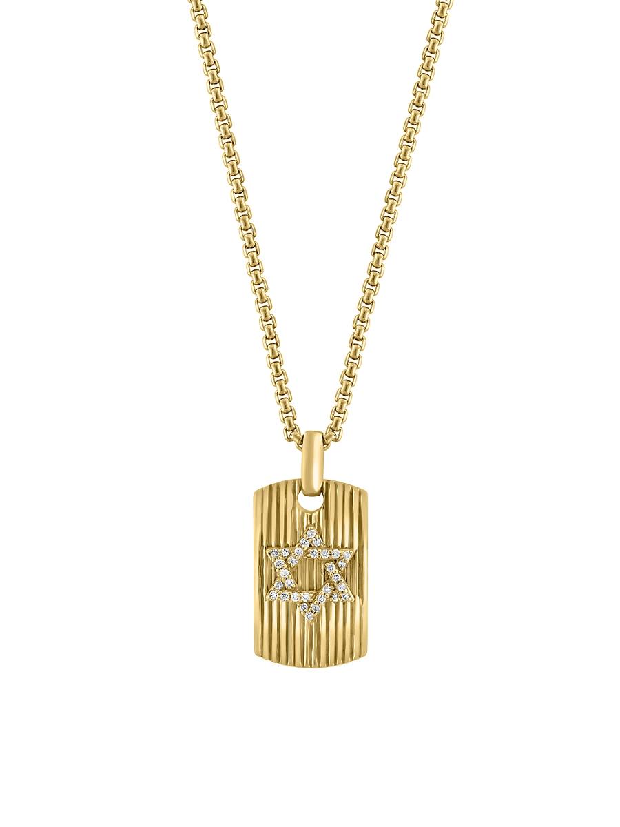 Mens COLLECTION 14K Yellow Gold & 0.15 TCW Diamond Pendant Necklace Product Image