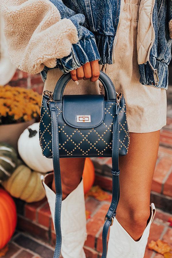 Couture Classic Faux Leather Purse in Navy Product Image