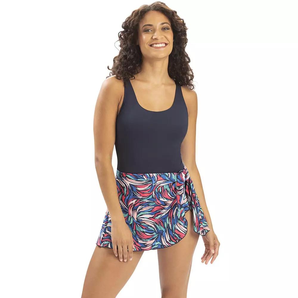Women's Dolfin Print Swimdress & Attached Sarong,  Product Image