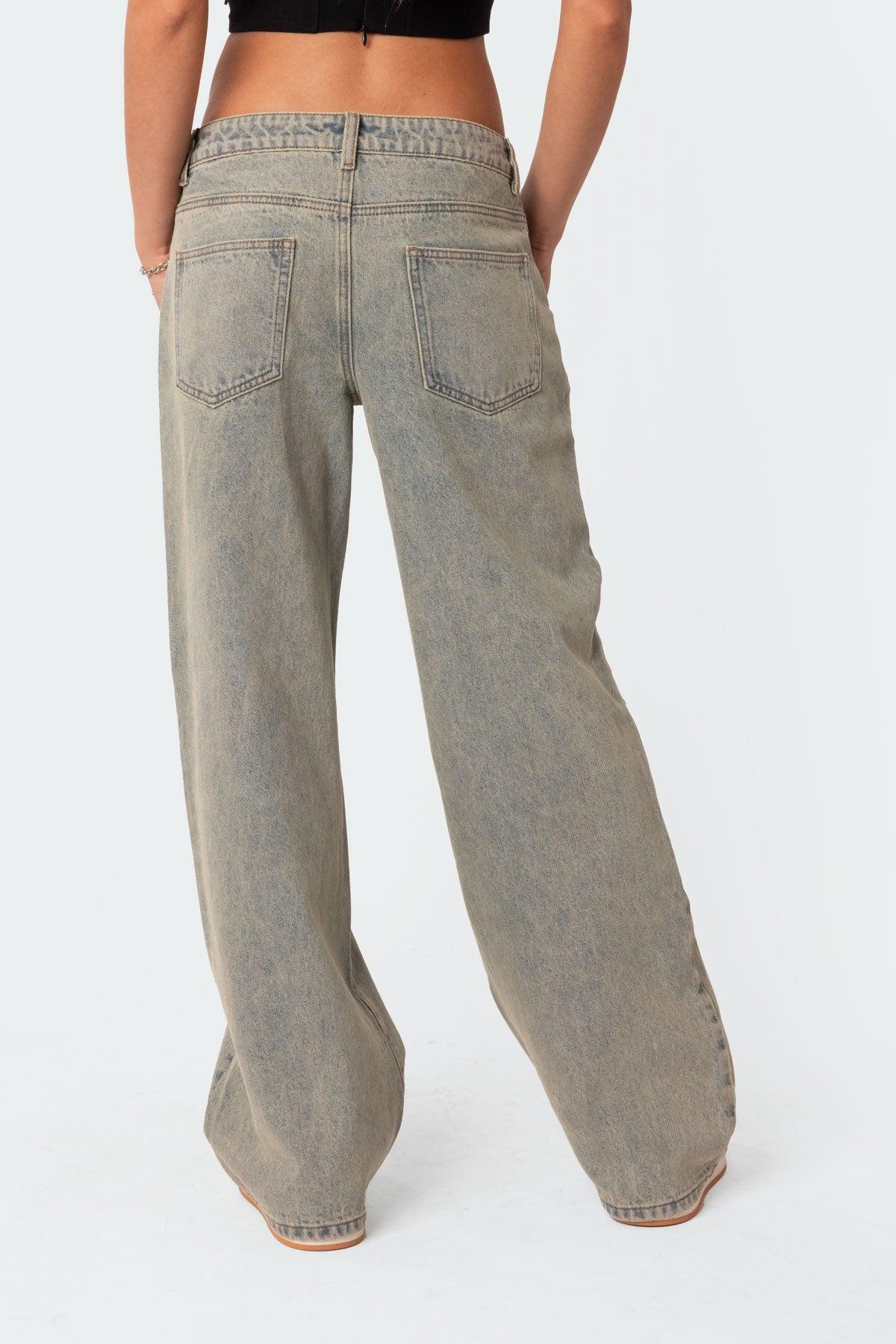 Magda Acid Wash Low Rise Baggy Jeans Product Image